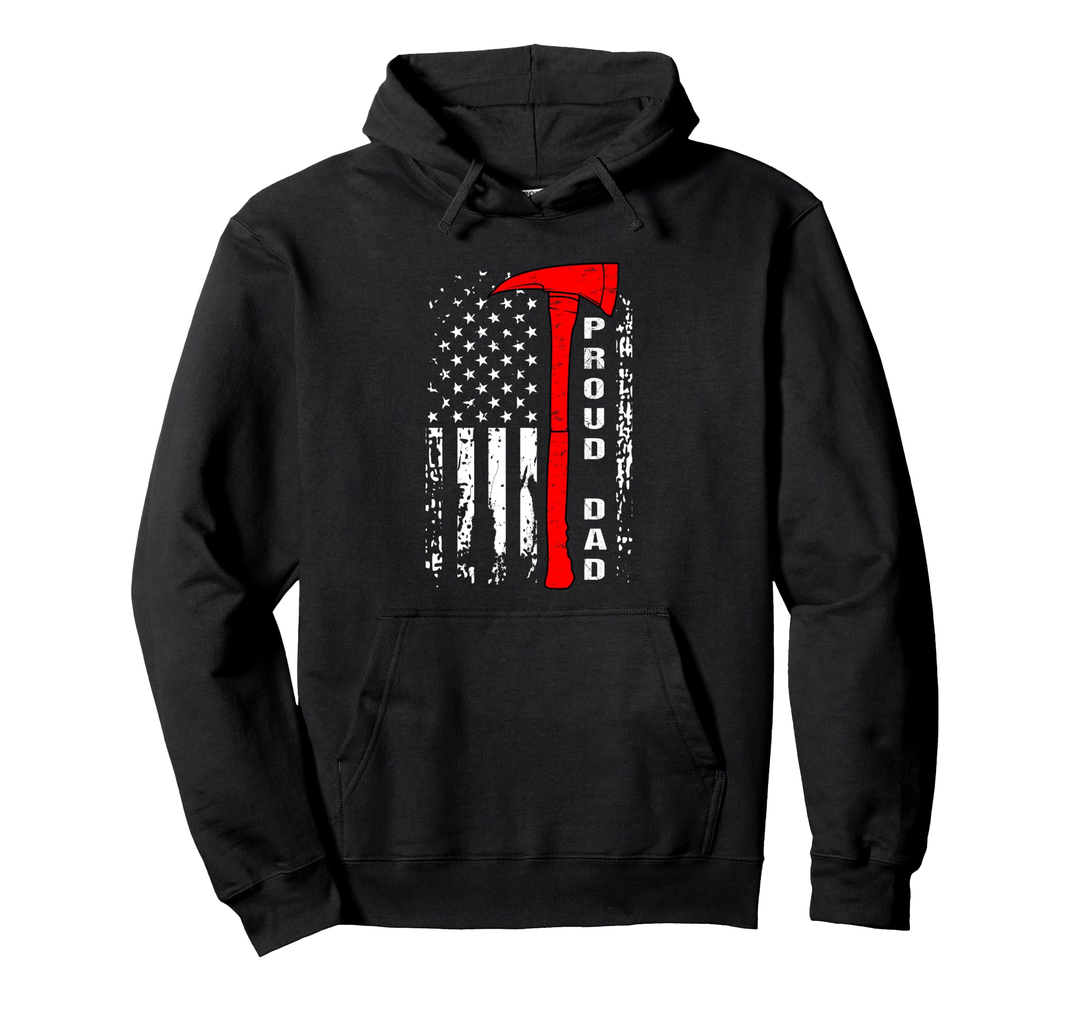 Firefighter Dad Proud Dad Brave Hoodie - Minimalist Print for Adults - T-Shirt, Sweatshirt, Hoodie
