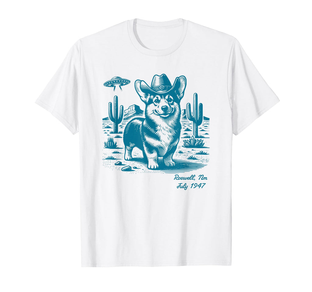 Corgi Cowboy Cowgirl Ufo Western T-Shirt - Aesthetic Graphic Unisex - T-Shirt, Sweatshirt, Hoodie