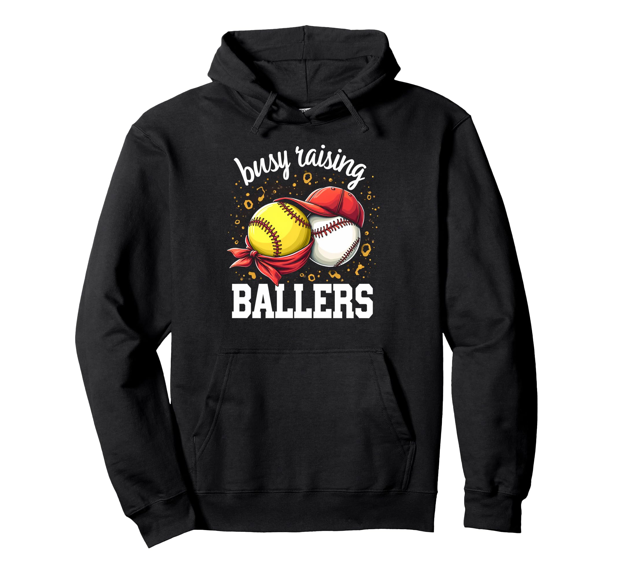 Playful Busy Raising Ballers Sports Mom Hoodie - Graphic Print Men Women - T-Shirt, Sweatshirt, Hoodie