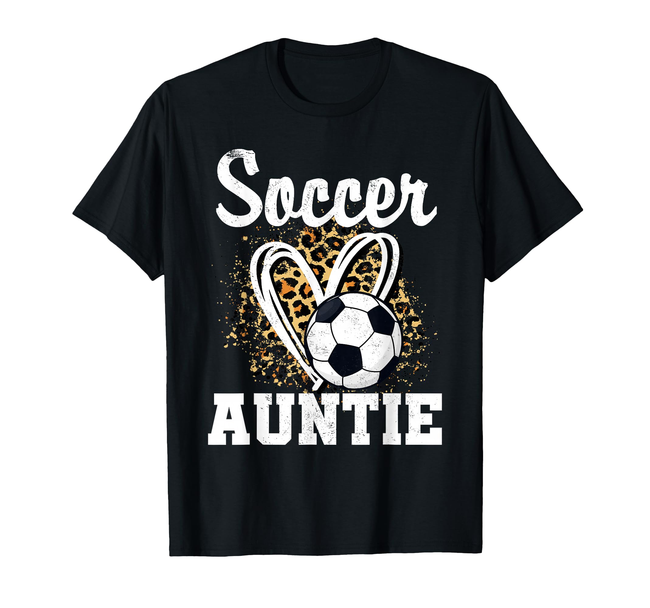 Soccer Aunt Leopard Heart Soccer Fan Sweatshirt - Graphic Print Unisex - T-Shirt, Sweatshirt, Hoodie