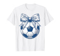 Soccer Floral Blue Toile Coquette Bow T-Shirt - Trendy Graphic Men Women - T-Shirt, Sweatshirt, Hoodie