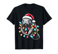 Manatee Santa Hat Lights Pajama Funny T-Shirt - Casual Everyday Wear Unisex - T-Shirt, Sweatshirt, Hoodie