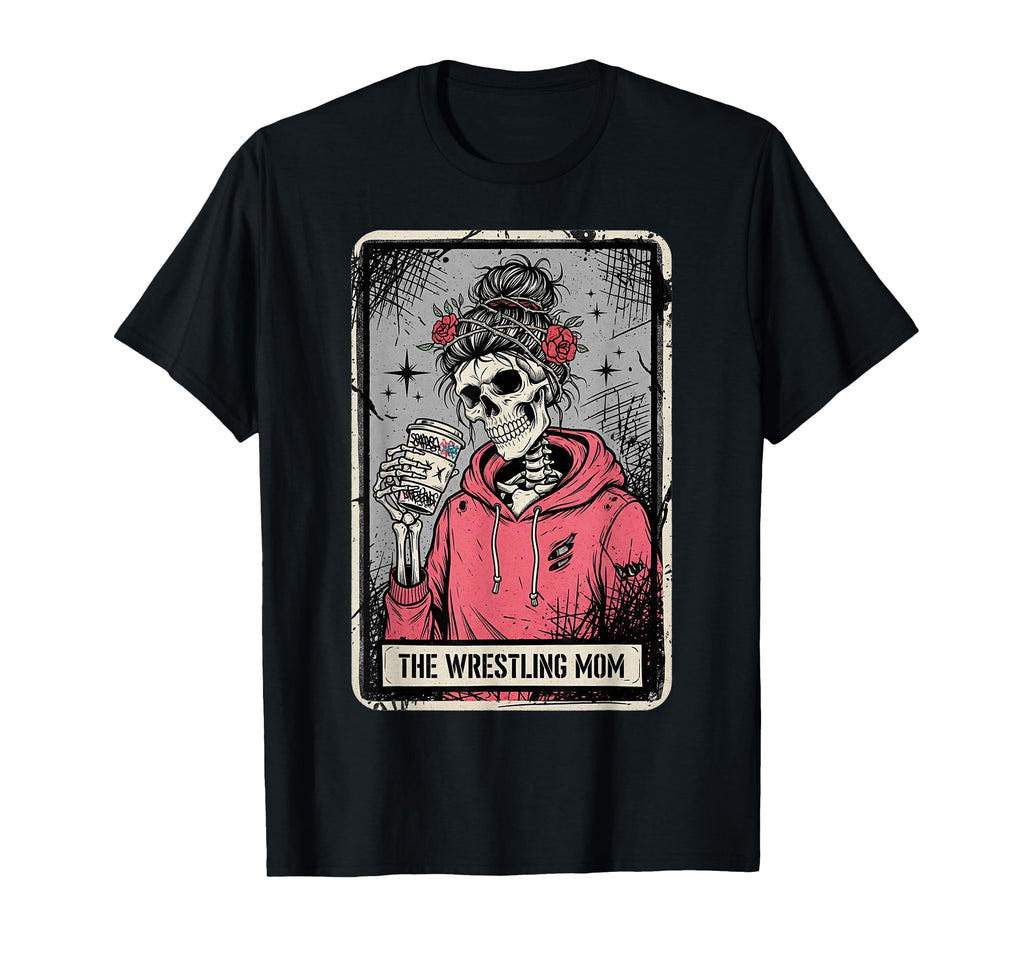 Wrestling Mom Tarot Card Skeleton T-Shirt - Minimalist Print Men Women - T-Shirt, Sweatshirt, Hoodie