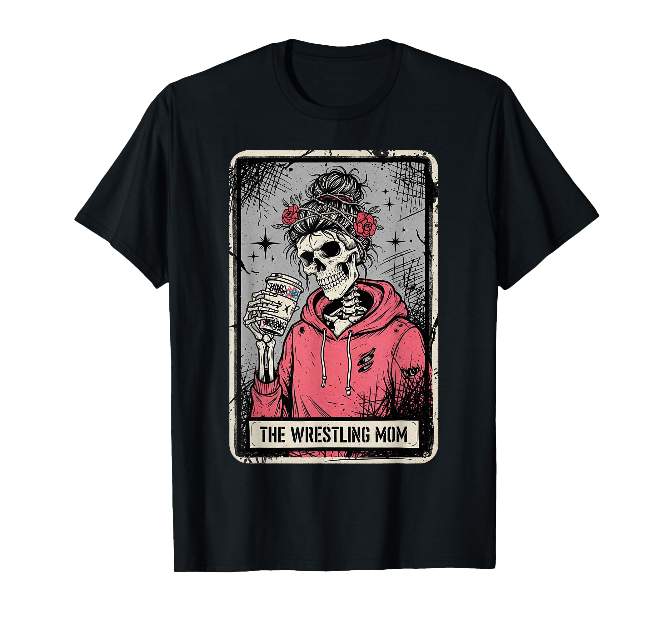 Wrestling Mom Tarot Card Skeleton T-Shirt - Minimalist Print Men Women - T-Shirt, Sweatshirt, Hoodie