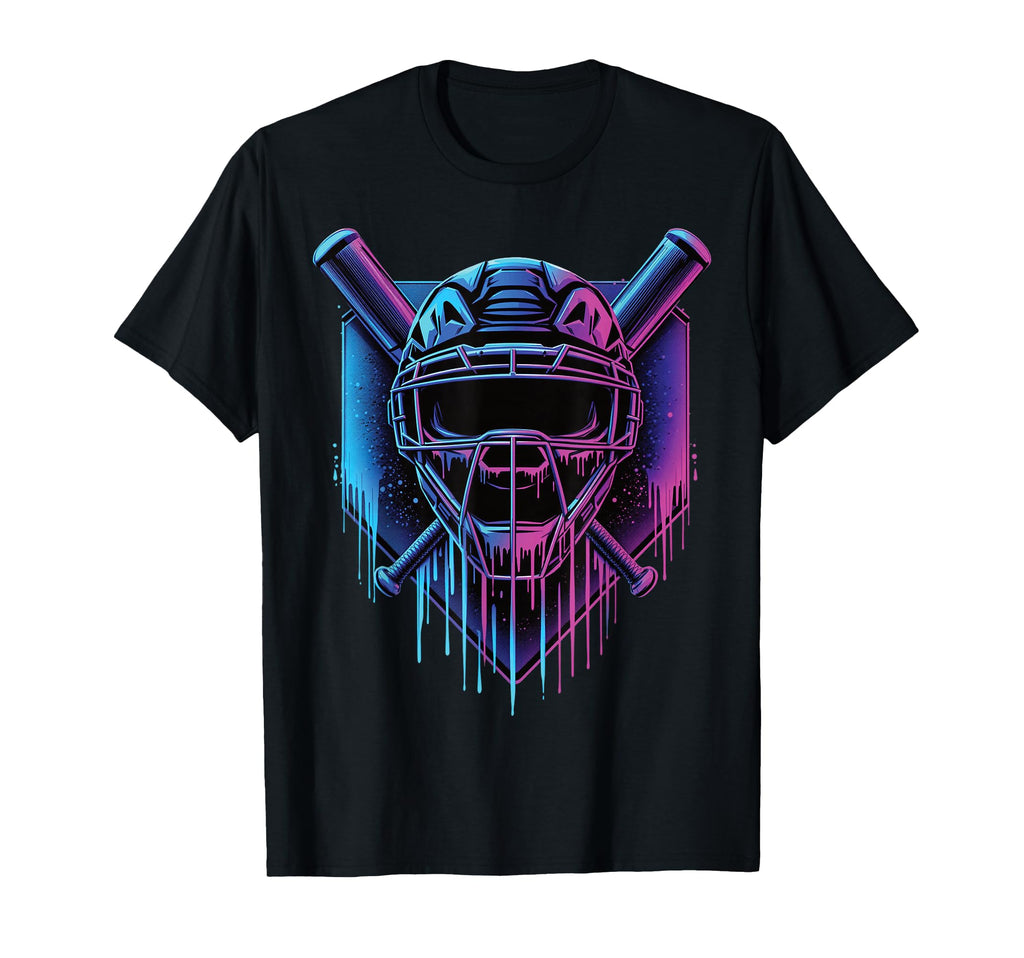 Baseball Catcher Mask Paint Dripping T-Shirt - Streetwear Style for Adults - T-Shirt, Sweatshirt, Hoodie
