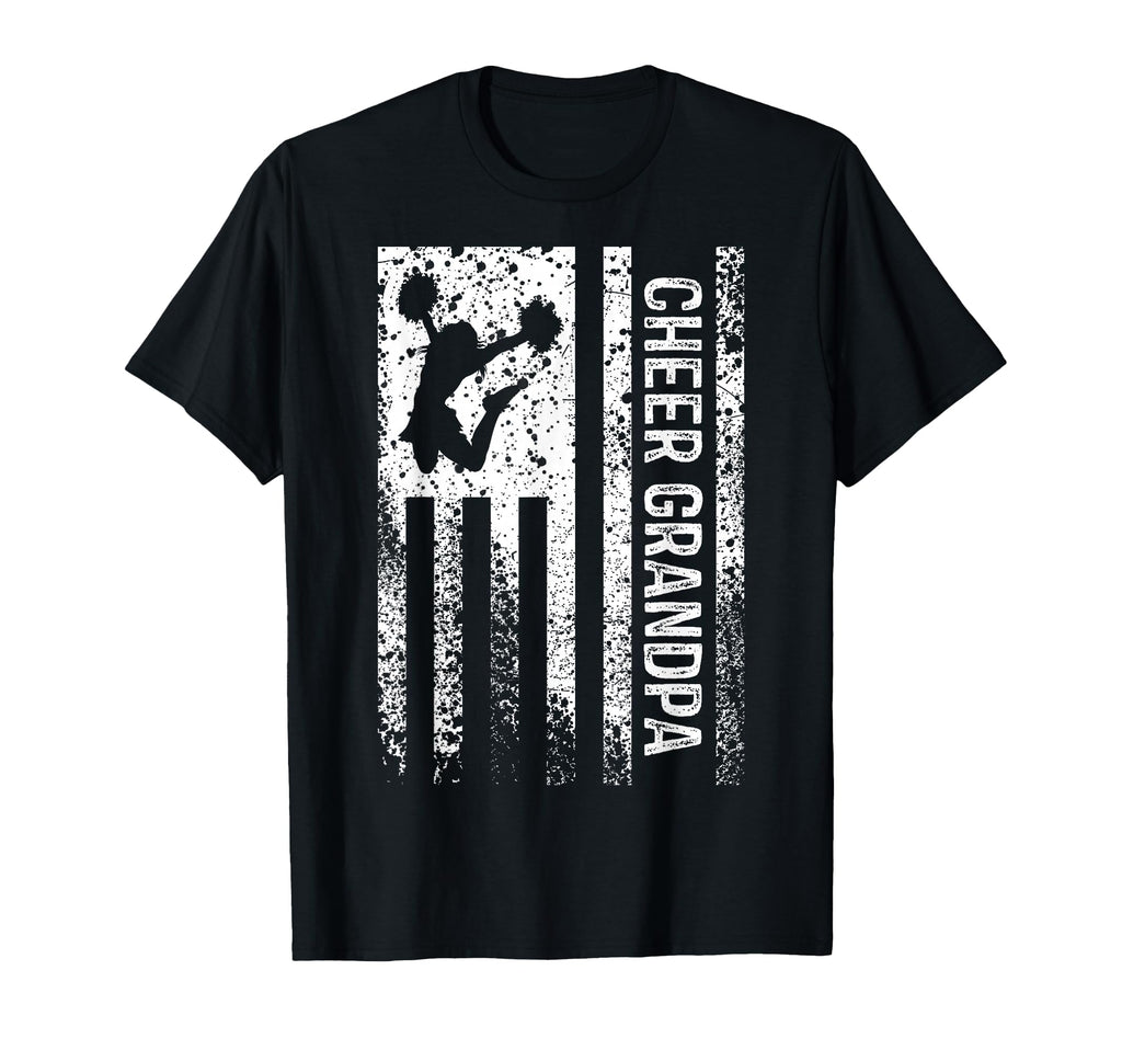 Cheer Grandpa American Flag Cheerleader T-Shirt - Unique Graphic Men Women - T-Shirt, Sweatshirt, Hoodie