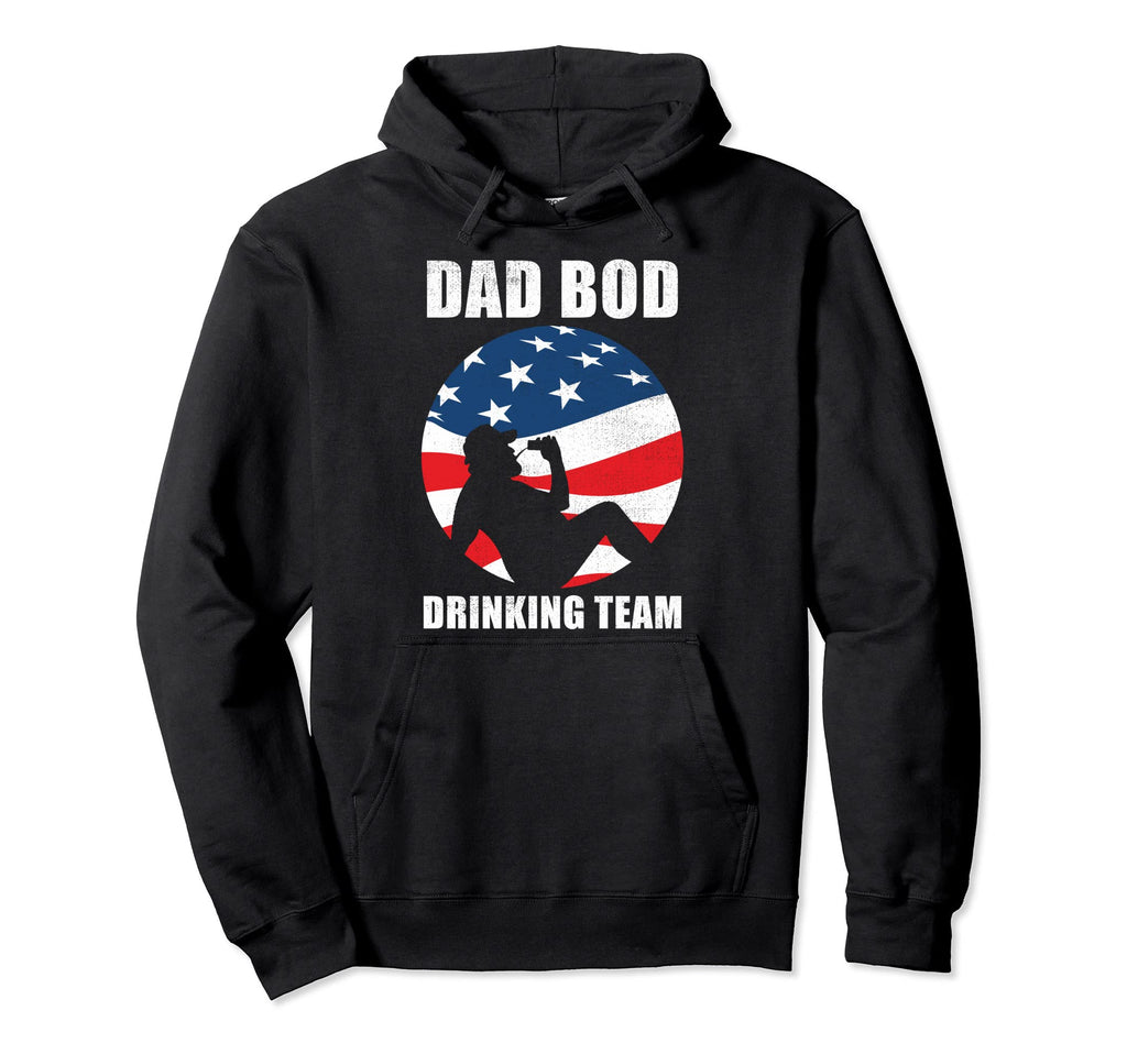 Dad Bod Drinking Team American Us Flag Hoodie - Custom Art Print Unisex - T-Shirt, Sweatshirt, Hoodie