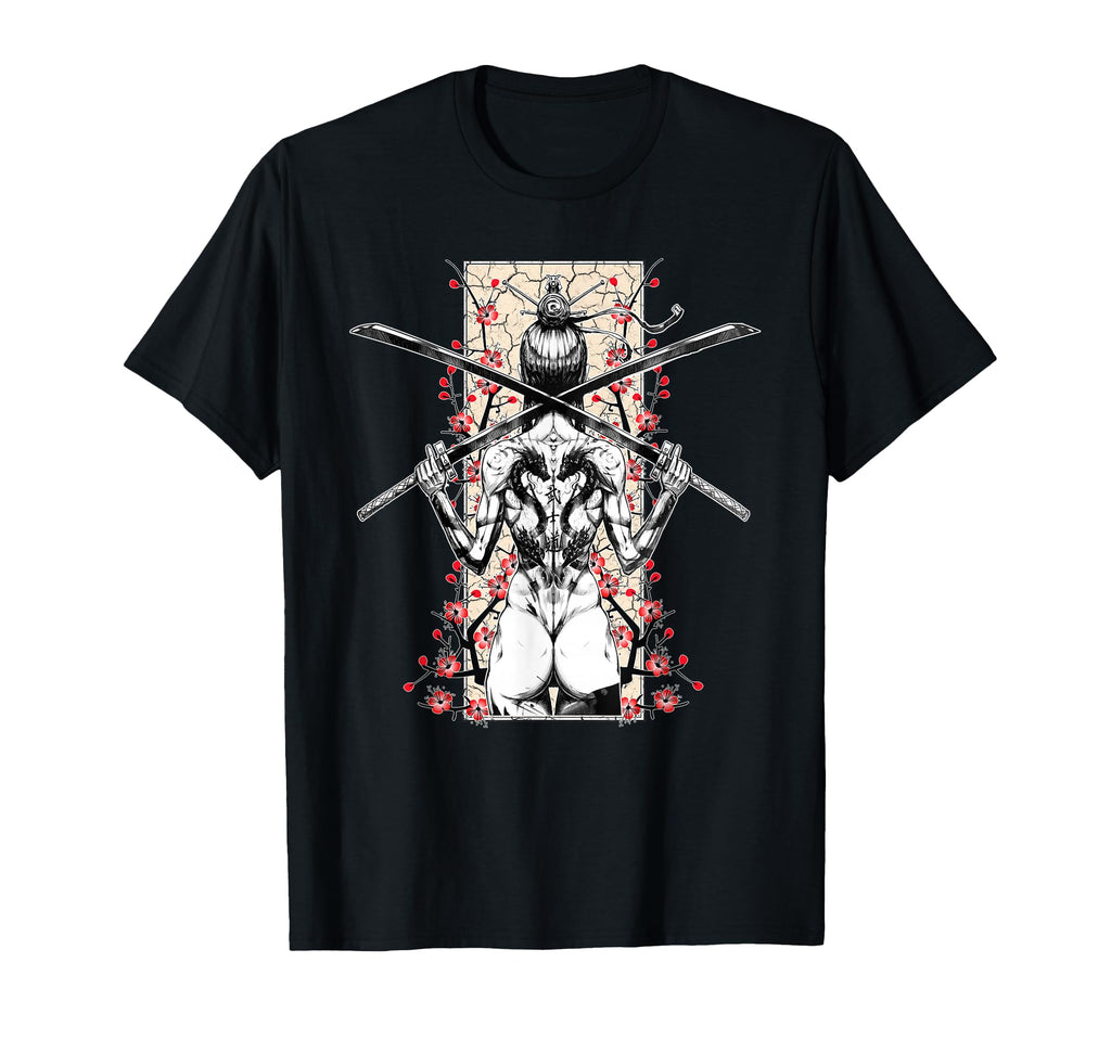 Japanese Samurai And Sakura Cherry T-Shirt - Custom Art Print for Adults - T-Shirt, Sweatshirt, Hoodie