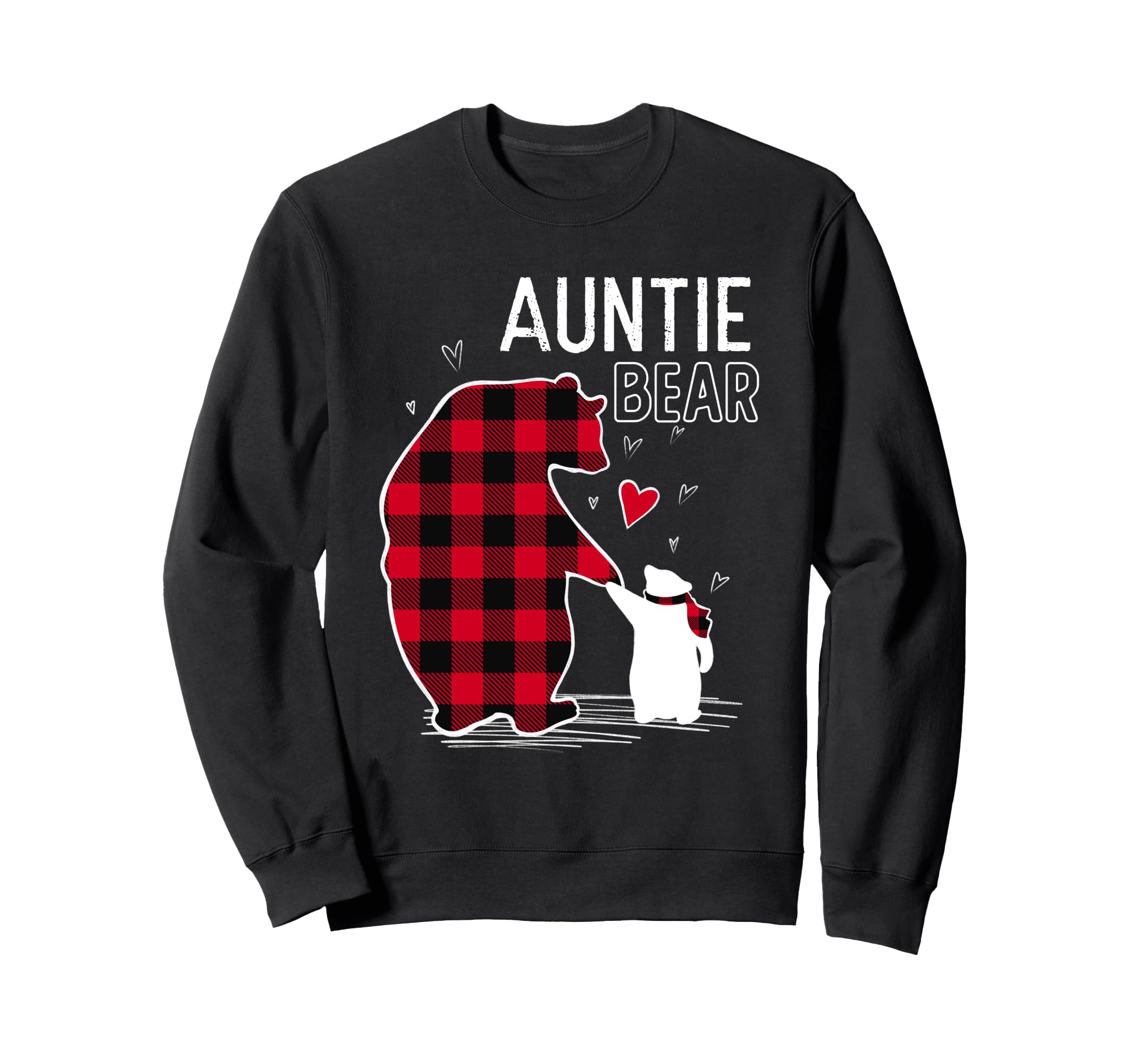 Auntie Bear Pajama Red Buffalo Plaid Sweatshirt - Minimalist Print Unisex - T-Shirt, Sweatshirt, Hoodie