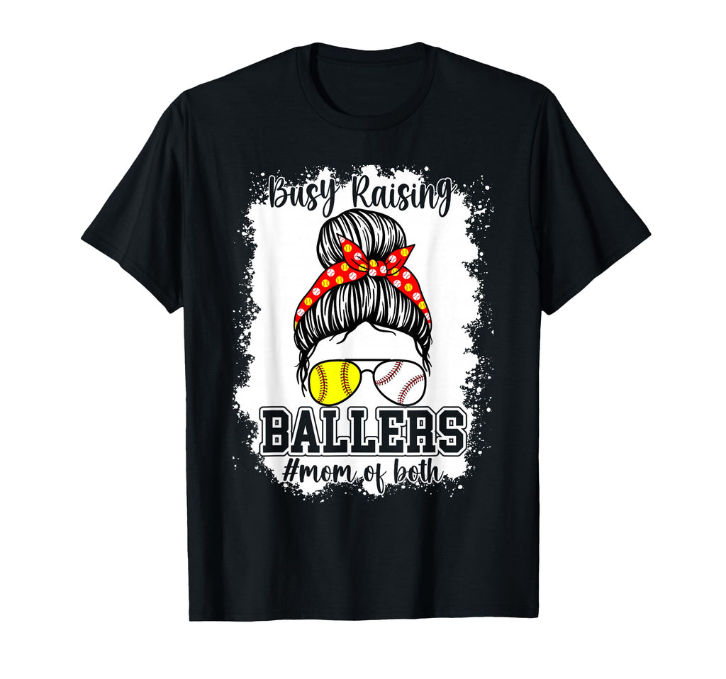 Messy Bun Mom Both Baseball Softball T-Shirt - Trendy Graphic for Adults - T-Shirt, Sweatshirt, Hoodie