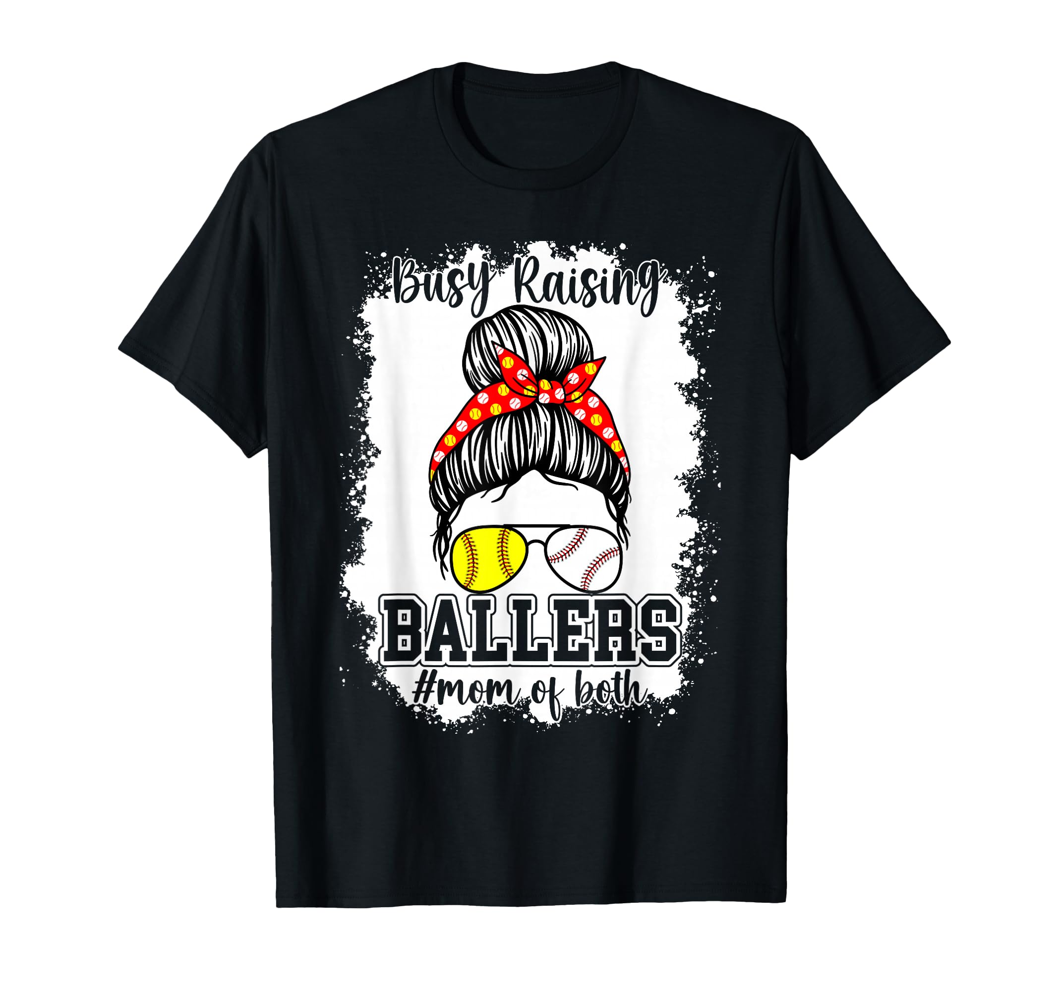 Messy Bun Mom Both Baseball Softball T-Shirt - Trendy Graphic for Adults - T-Shirt, Sweatshirt, Hoodie