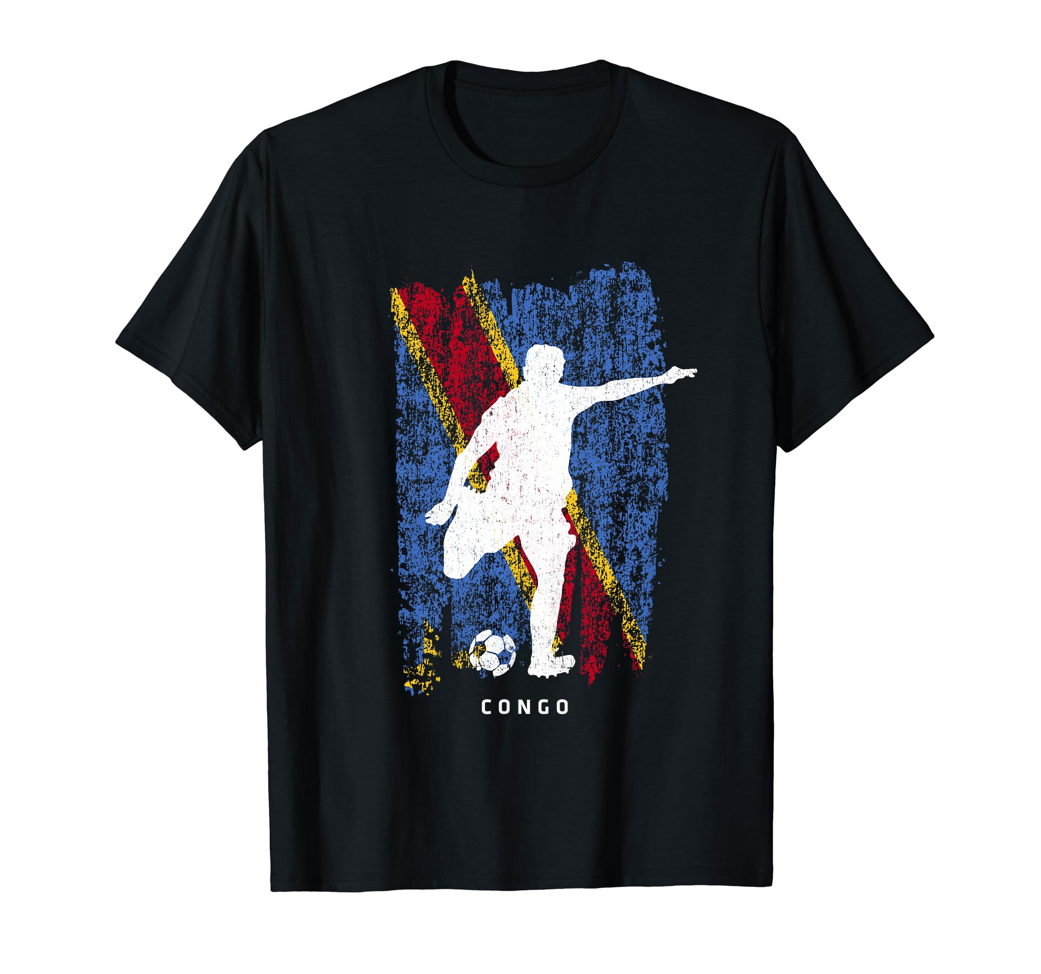 Congo Flag Soccer Player Silhouette T-Shirt - Trendy Graphic for Adults - T-Shirt, Sweatshirt, Hoodie