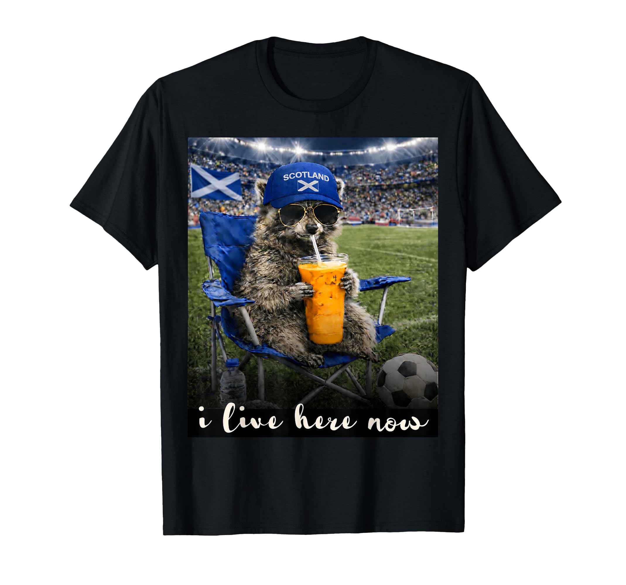 Funny Raccoon Scotland Soccer Fan T-Shirt - Fun Novelty Design Men Women - T-Shirt, Sweatshirt, Hoodie