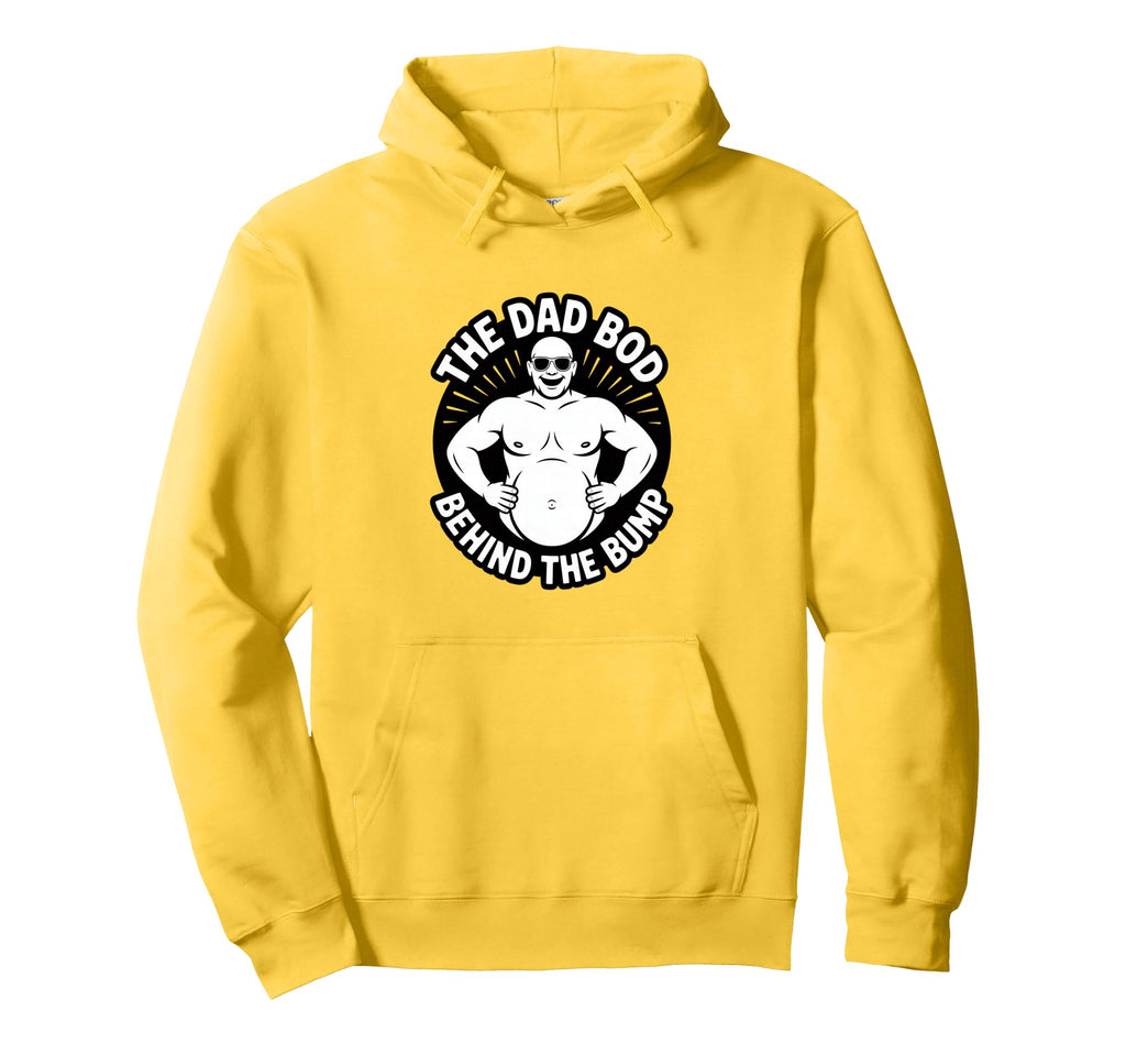Dad Bod Behind Bump Funny Pregnancy Hoodie - Aesthetic Graphic for Adults - T-Shirt, Sweatshirt, Hoodie