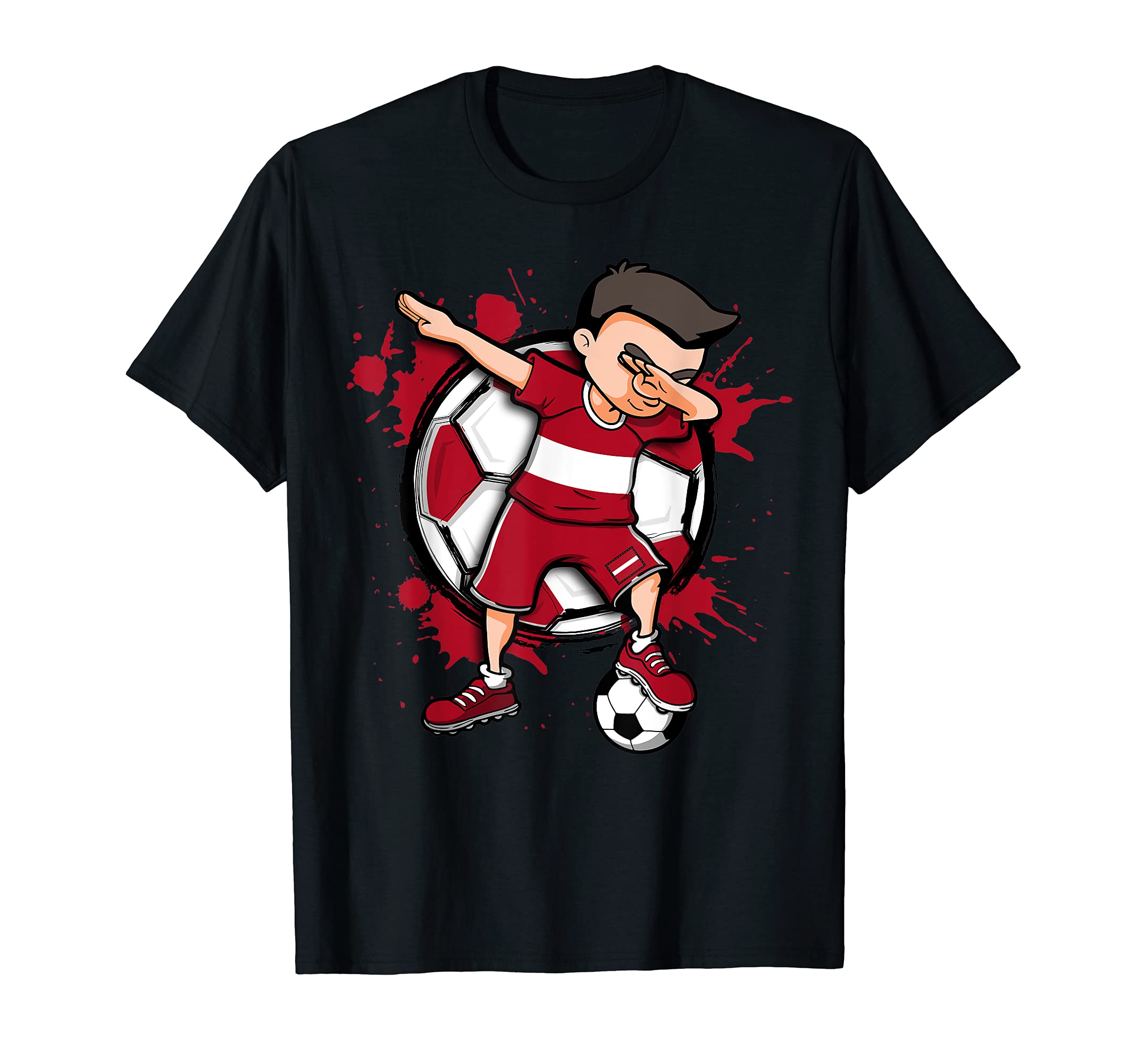 Dabbing Soccer Latvia Football Lover T-Shirt - Minimalist Print Men Women - T-Shirt, Sweatshirt, Hoodie
