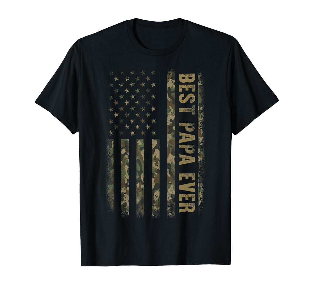 Best Papa Ever Camouflage American T-Shirt - Aesthetic Graphic for Adults - T-Shirt, Sweatshirt, Hoodie