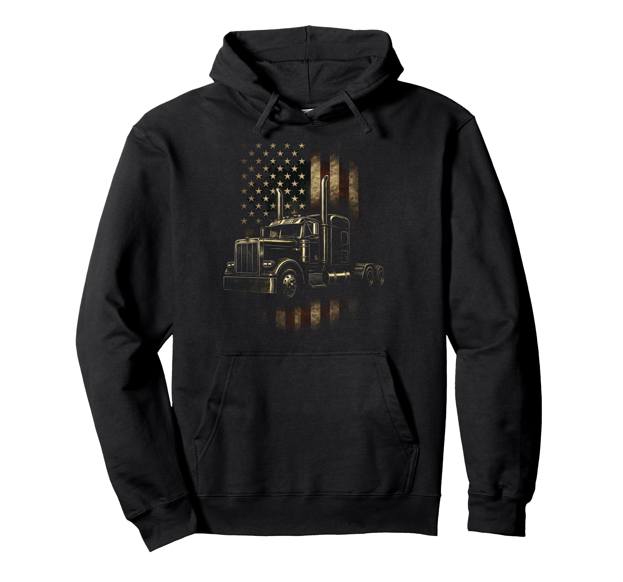 American Flag Truck Driver Dad Hoodie - Casual Everyday Wear Men Women - T-Shirt, Sweatshirt, Hoodie
