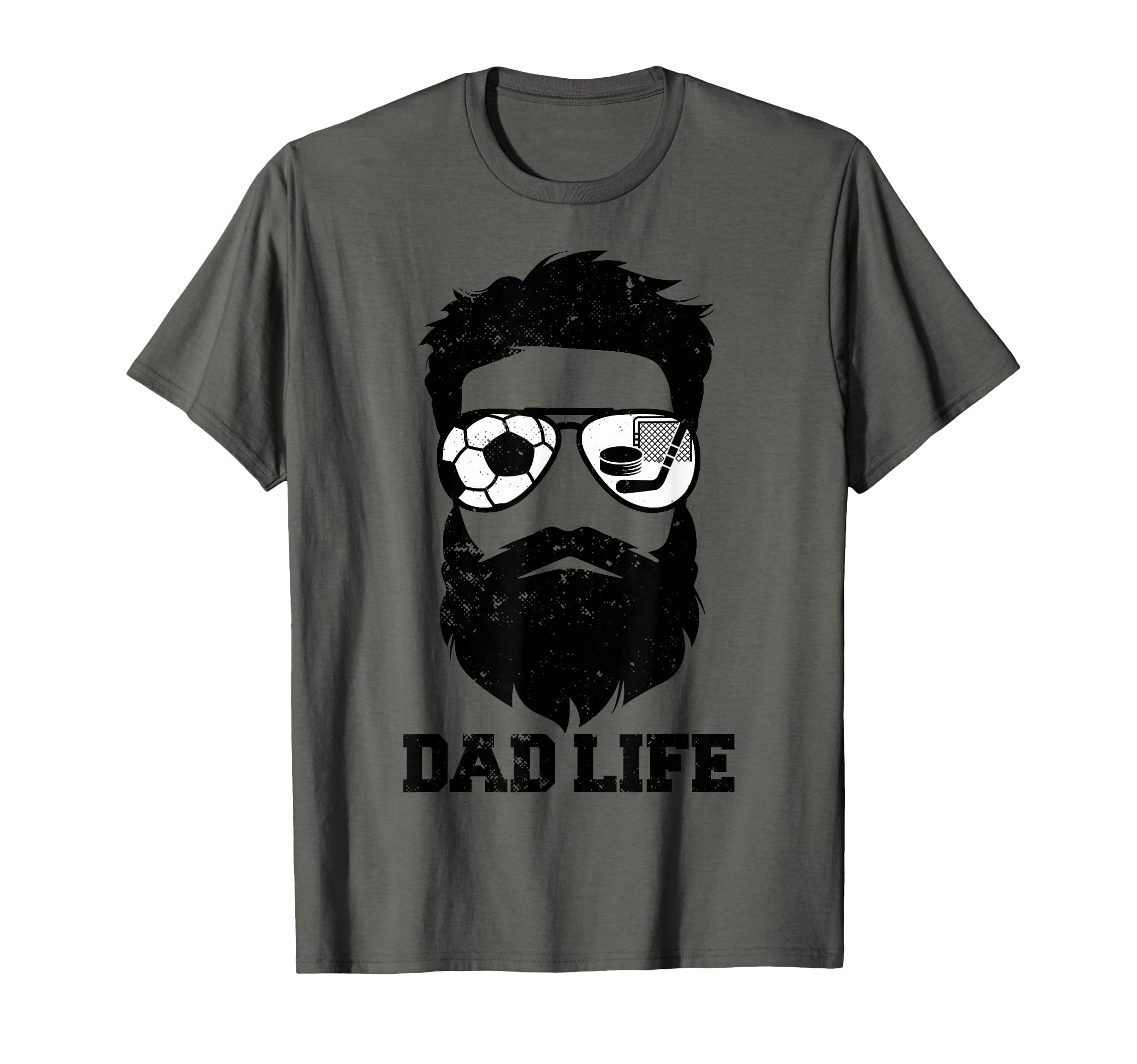 Soccer Hockey Dad Messy Hair Beard T-Shirt - Trendy Graphic Men Women - T-Shirt, Sweatshirt, Hoodie