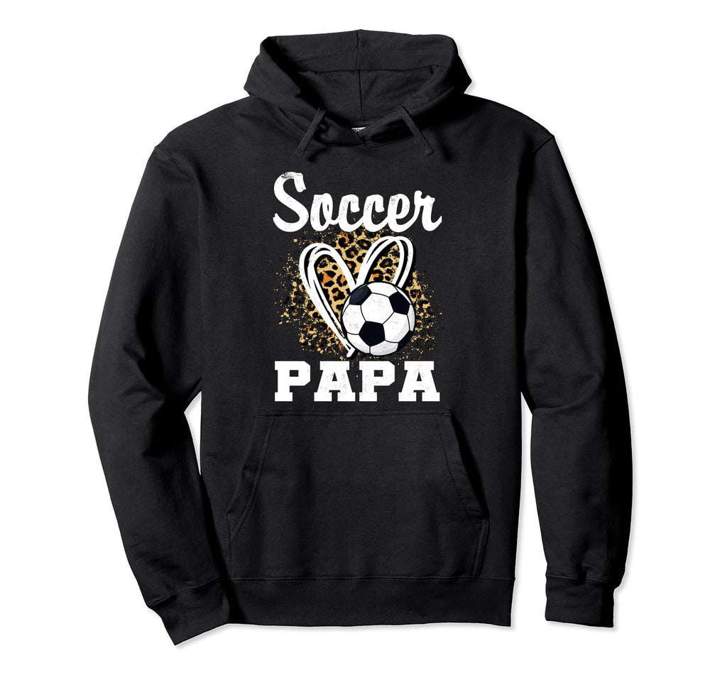 Soccer Papa Leopard Heart Hoodie - Custom Art Print Unisex - T-Shirt, Sweatshirt, Hoodie