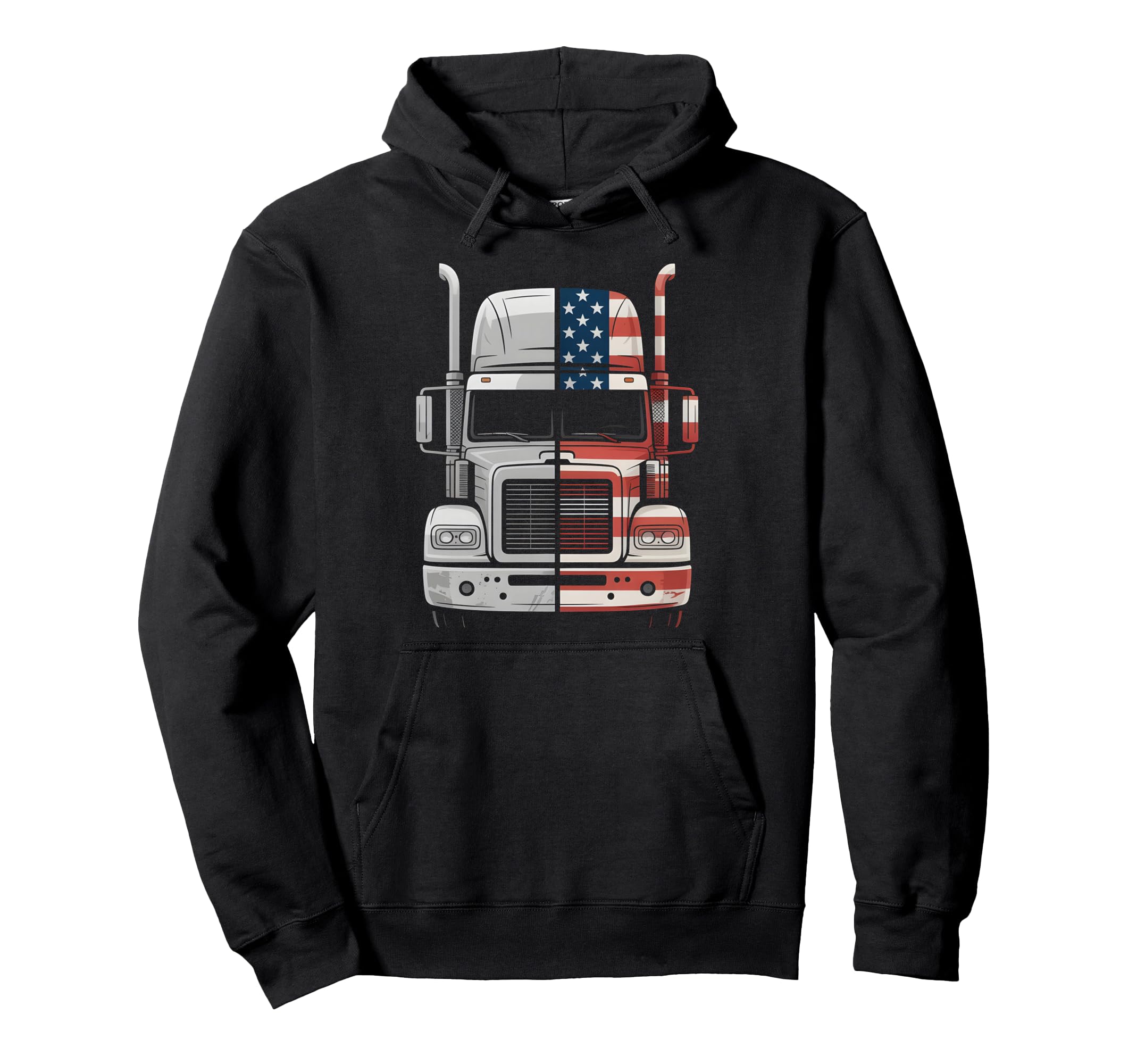 Trucker Truck Driver American Flag Usa Hoodie - Graphic Print for Adults - T-Shirt, Sweatshirt, Hoodie