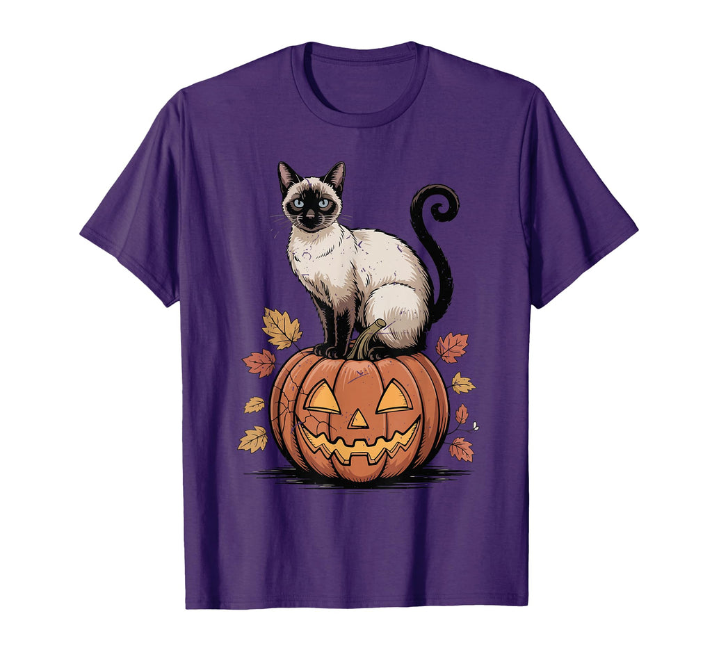 Siamese Cat Pumpkin Halloween Funny T-Shirt - Custom Art Print for Adults - T-Shirt, Sweatshirt, Hoodie
