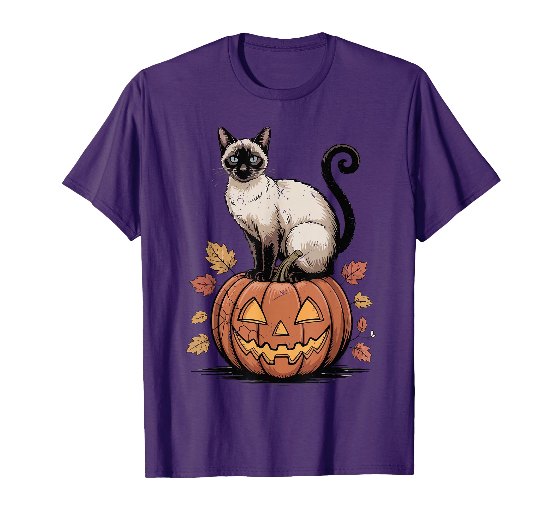 Siamese Cat Pumpkin Halloween Funny T-Shirt - Custom Art Print for Adults - T-Shirt, Sweatshirt, Hoodie