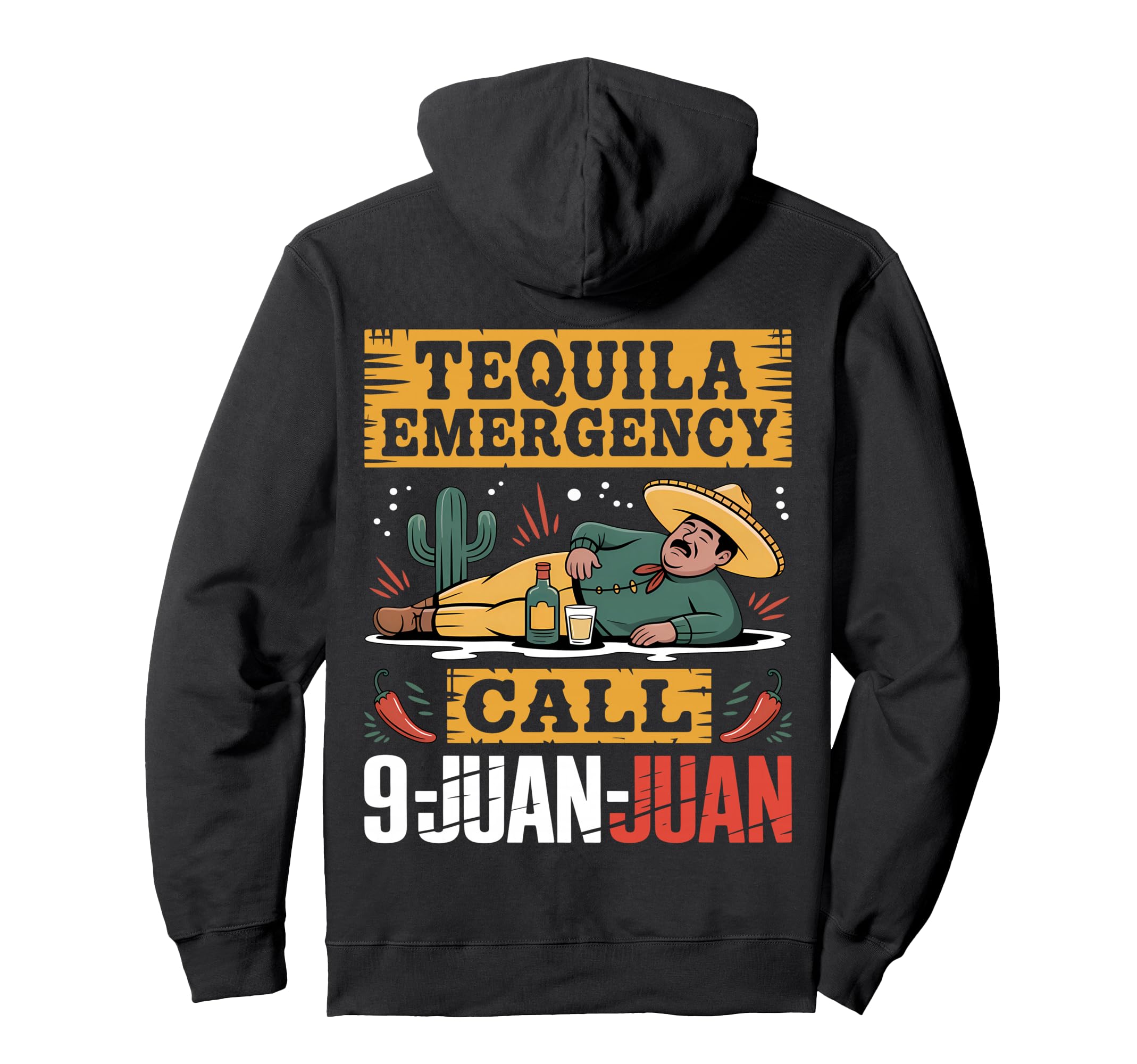 Tequila Emergency Call 9 Juan Juan Hoodie - Minimalist Print for Adults - T-Shirt, Sweatshirt, Hoodie