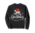 Merry Lights Red Santa Hat Family Sweatshirt - Custom Art Print Men Women - T-Shirt, Sweatshirt, Hoodie