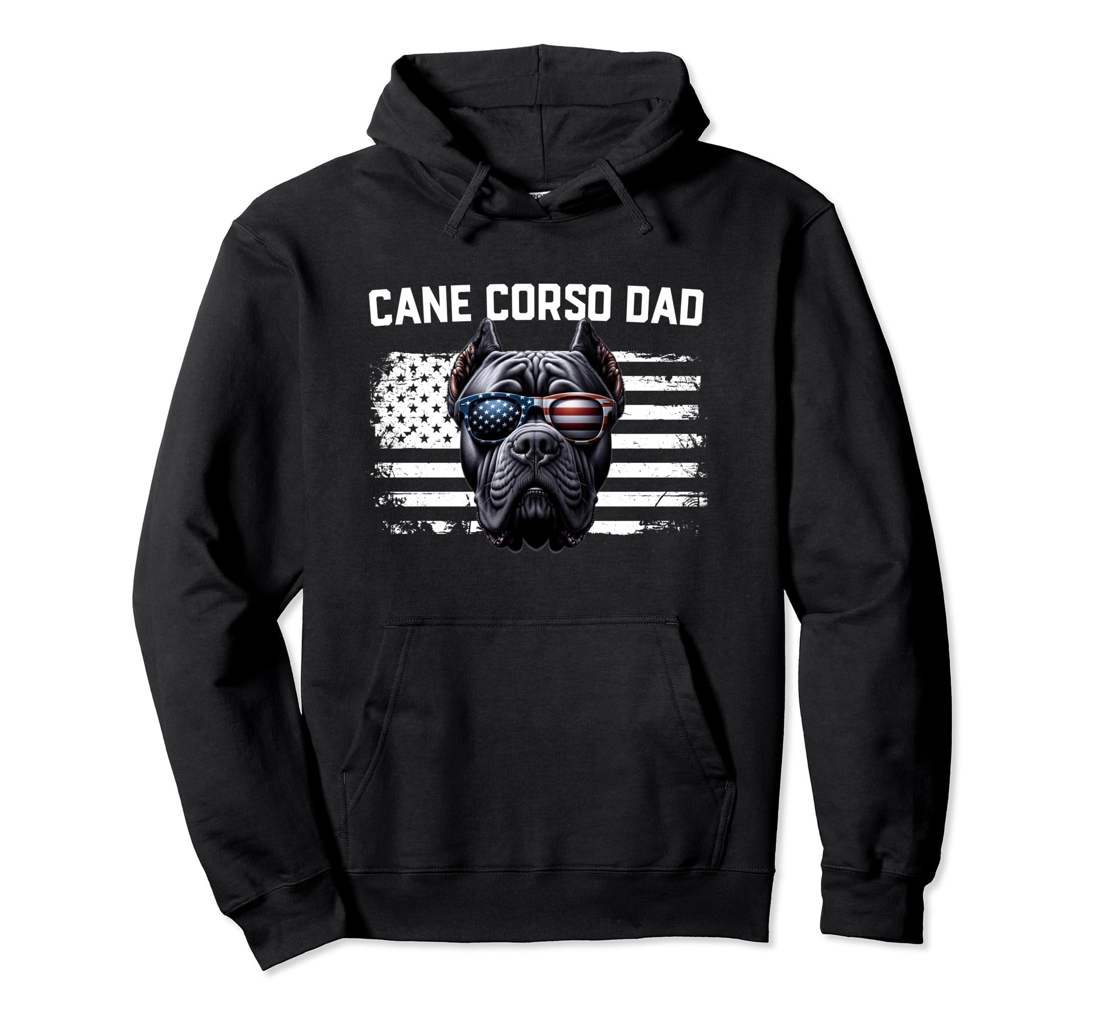 Best Cane Corso Dad Gift American Flag Hoodie - Custom Art Print Men Women - T-Shirt, Sweatshirt, Hoodie