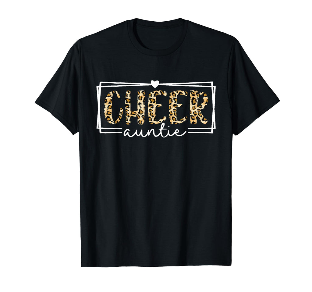 Cheer Auntie Leopard Cheerleader T-Shirt - Minimalist Print for Adults - T-Shirt, Sweatshirt, Hoodie