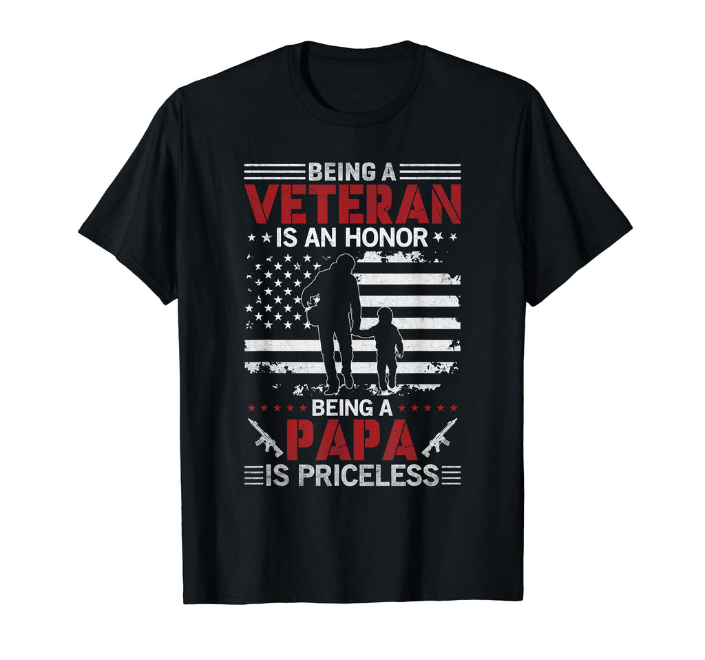 Veteran Papa Usa Flag America Us T-Shirt - Fun Novelty Design for Adults - T-Shirt, Sweatshirt, Hoodie