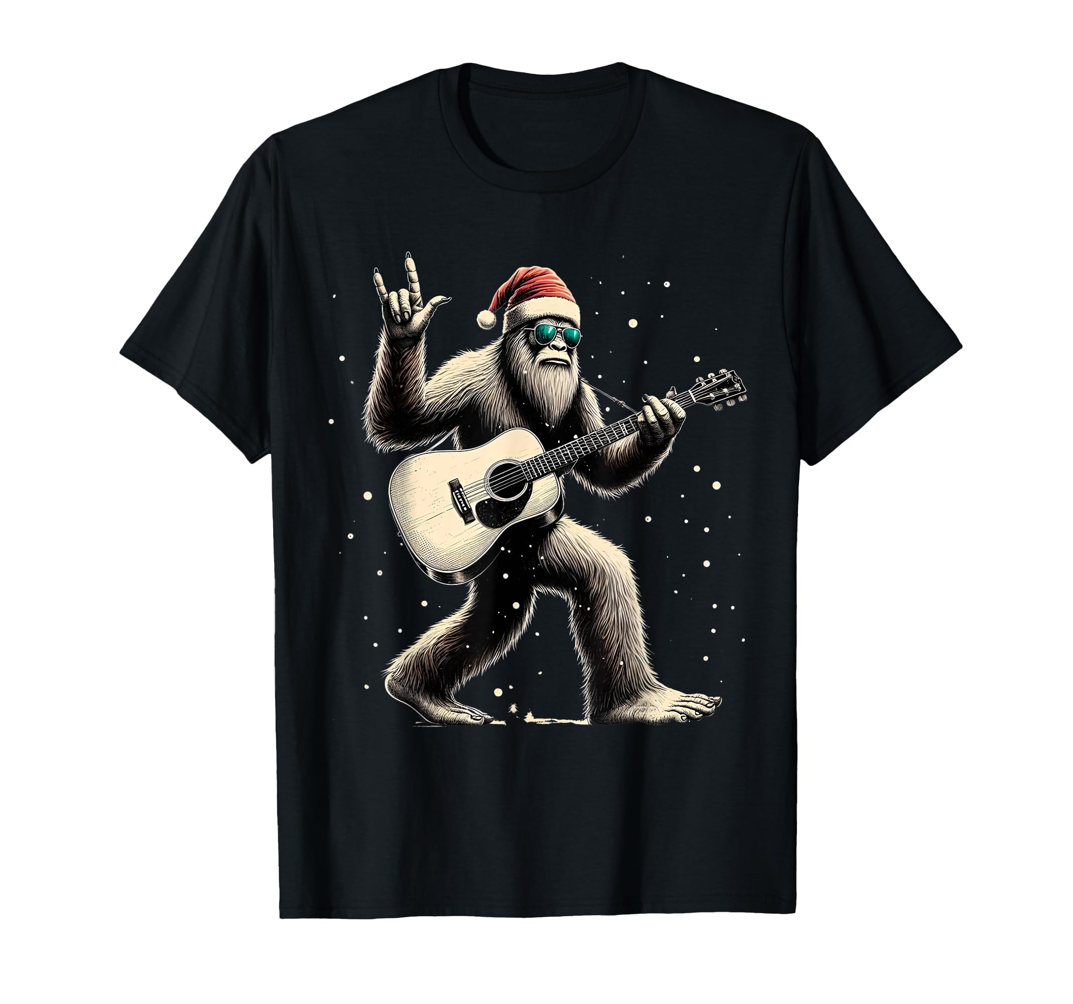 Funny Bigfoot Santa Hat Bigfoot Playing T-Shirt - Unique Graphic Unisex - T-Shirt, Sweatshirt, Hoodie