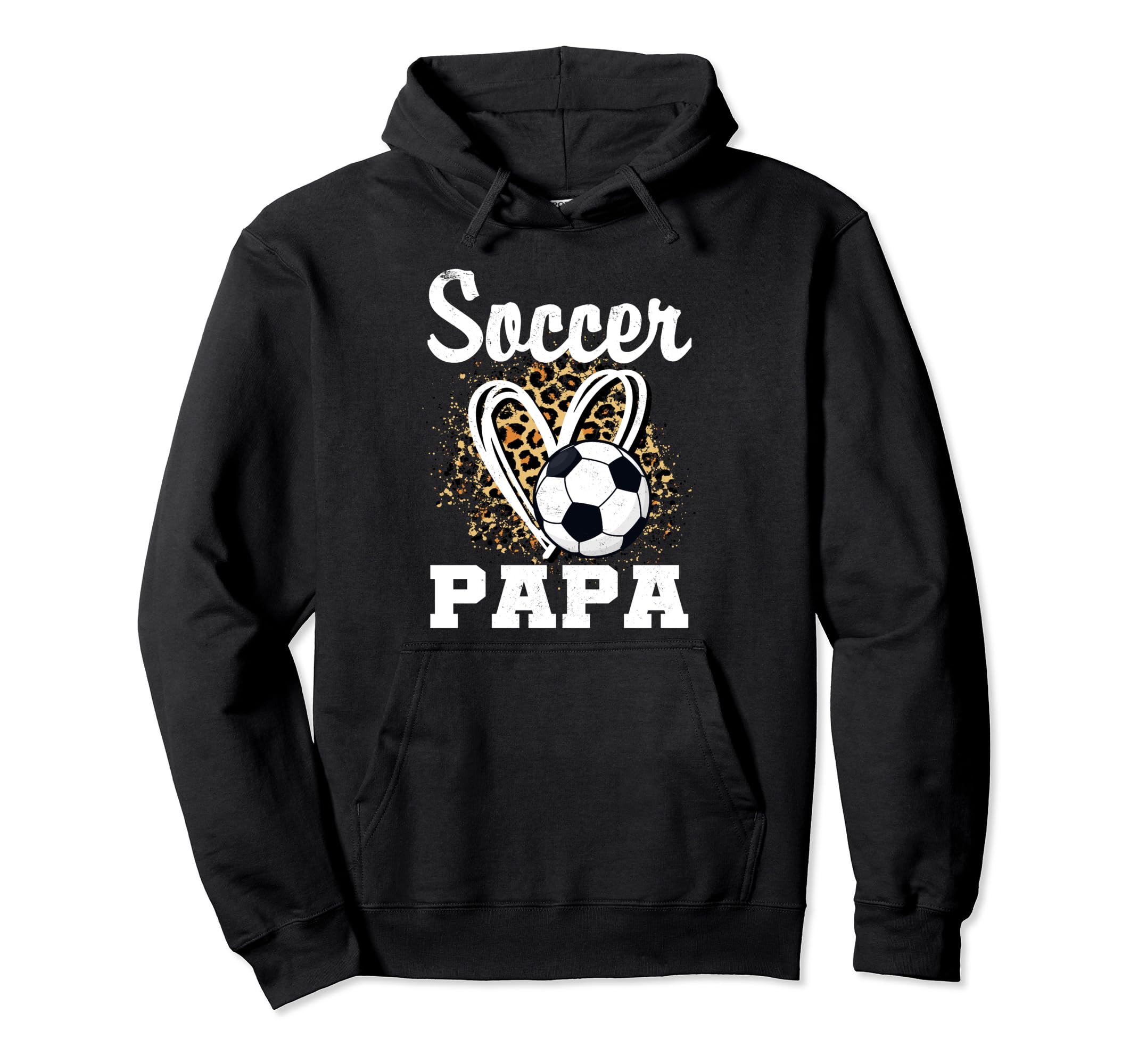 Soccer Papa Leopard Heart Matching Fathers Hoodie - Trendy Graphic Unisex - T-Shirt, Sweatshirt, Hoodie