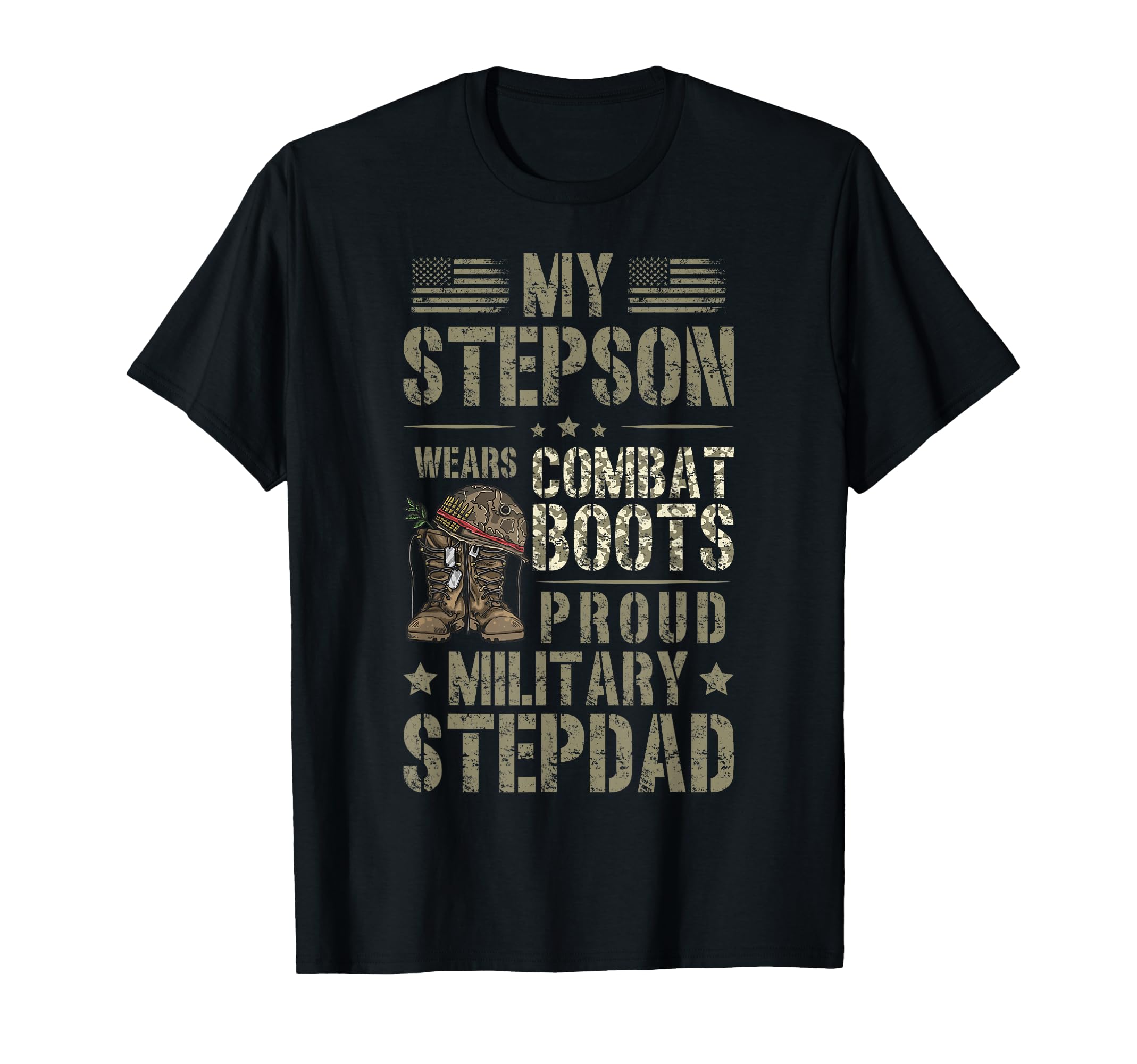 Proud Military Stepdad Military T-Shirt - Trendy Graphic for Adults - T-Shirt, Sweatshirt, Hoodie