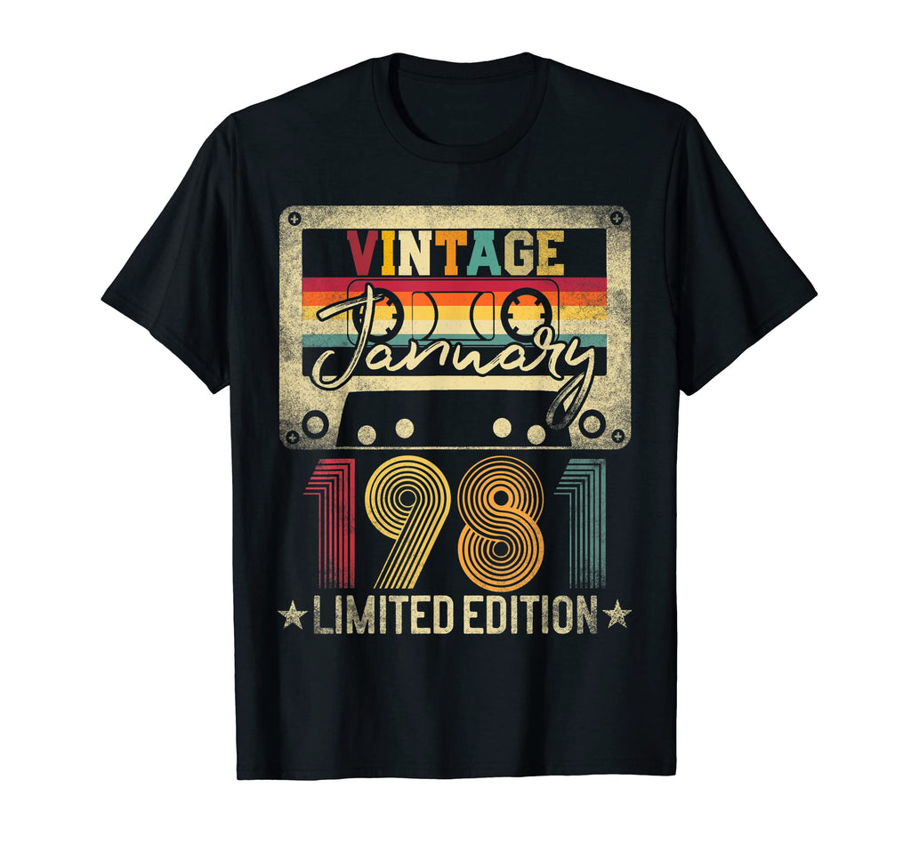 1981 January 42Nd Birthday Gift T-Shirt - Novelty Apparel for Adults - T-Shirt, Sweatshirt, Hoodie