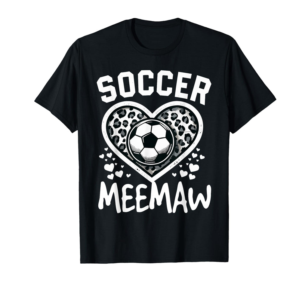 Soccer Meemaw Leopard Heart Meemaw T-Shirt - Aesthetic Graphic Men Women - T-Shirt, Sweatshirt, Hoodie