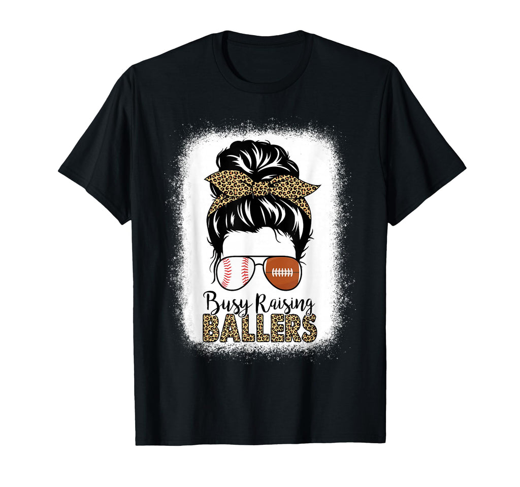 Baseball Football Mom Messy Bun Busy T-Shirt - Graphic Print for Adults - T-Shirt, Sweatshirt, Hoodie