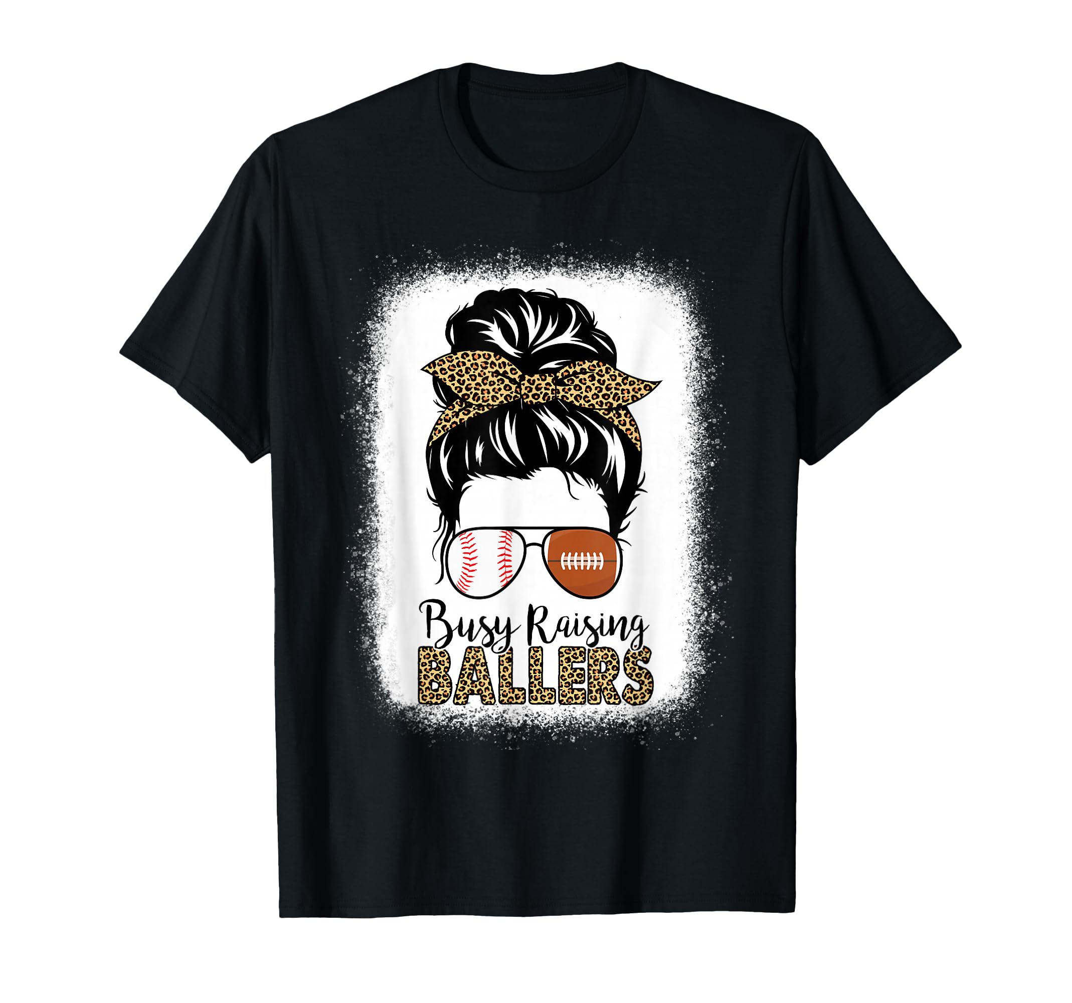 Baseball Football Mom Messy Bun Busy T-Shirt - Graphic Print for Adults - T-Shirt, Sweatshirt, Hoodie