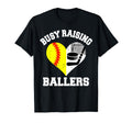 Busy Raising Ballers Softball Hockey Heart T-Shirt - Graphic Print Unisex - T-Shirt, Sweatshirt, Hoodie