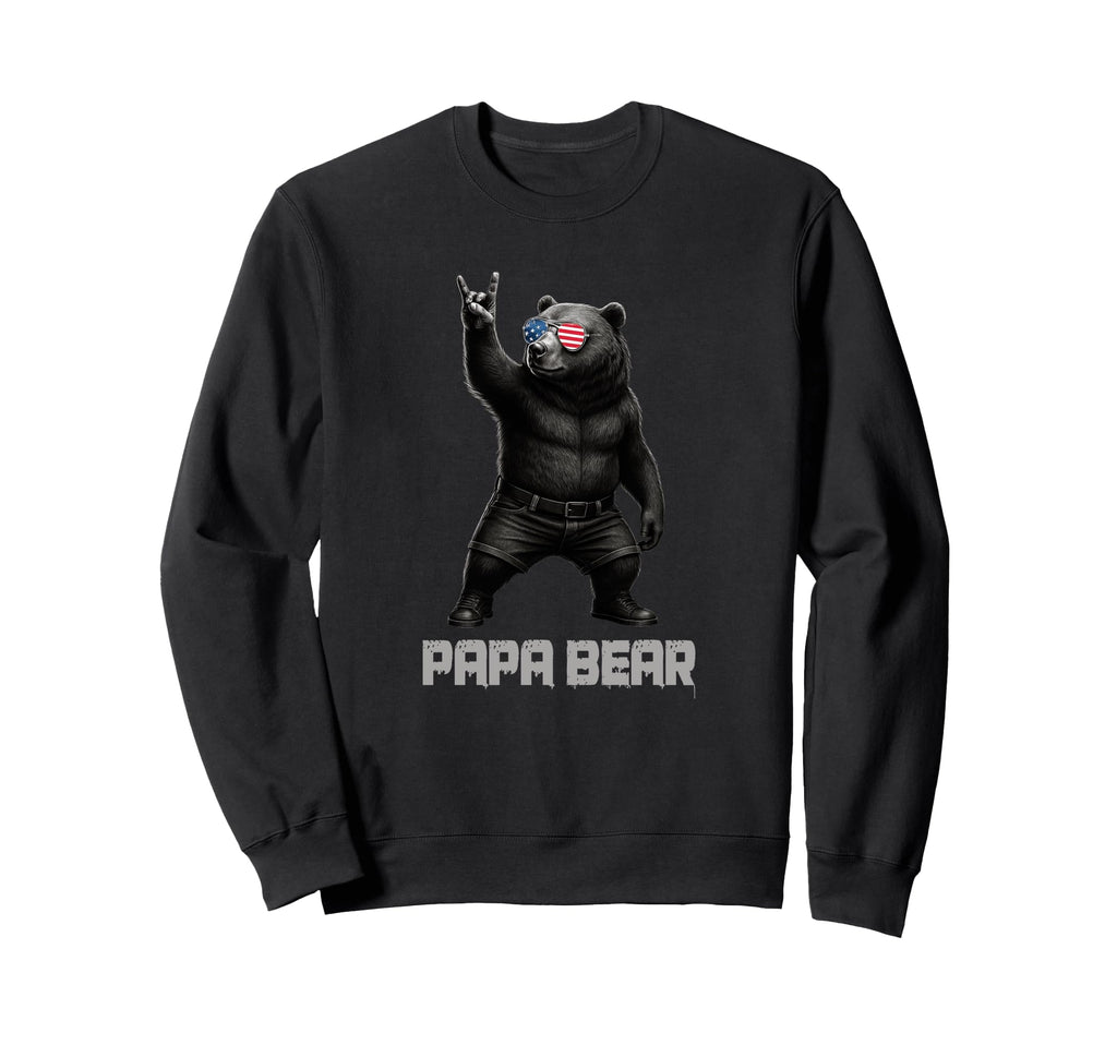 Papa Bear Grizzly Bear Rock Gesture Sweatshirt - Trendy Graphic Men Women - T-Shirt, Sweatshirt, Hoodie