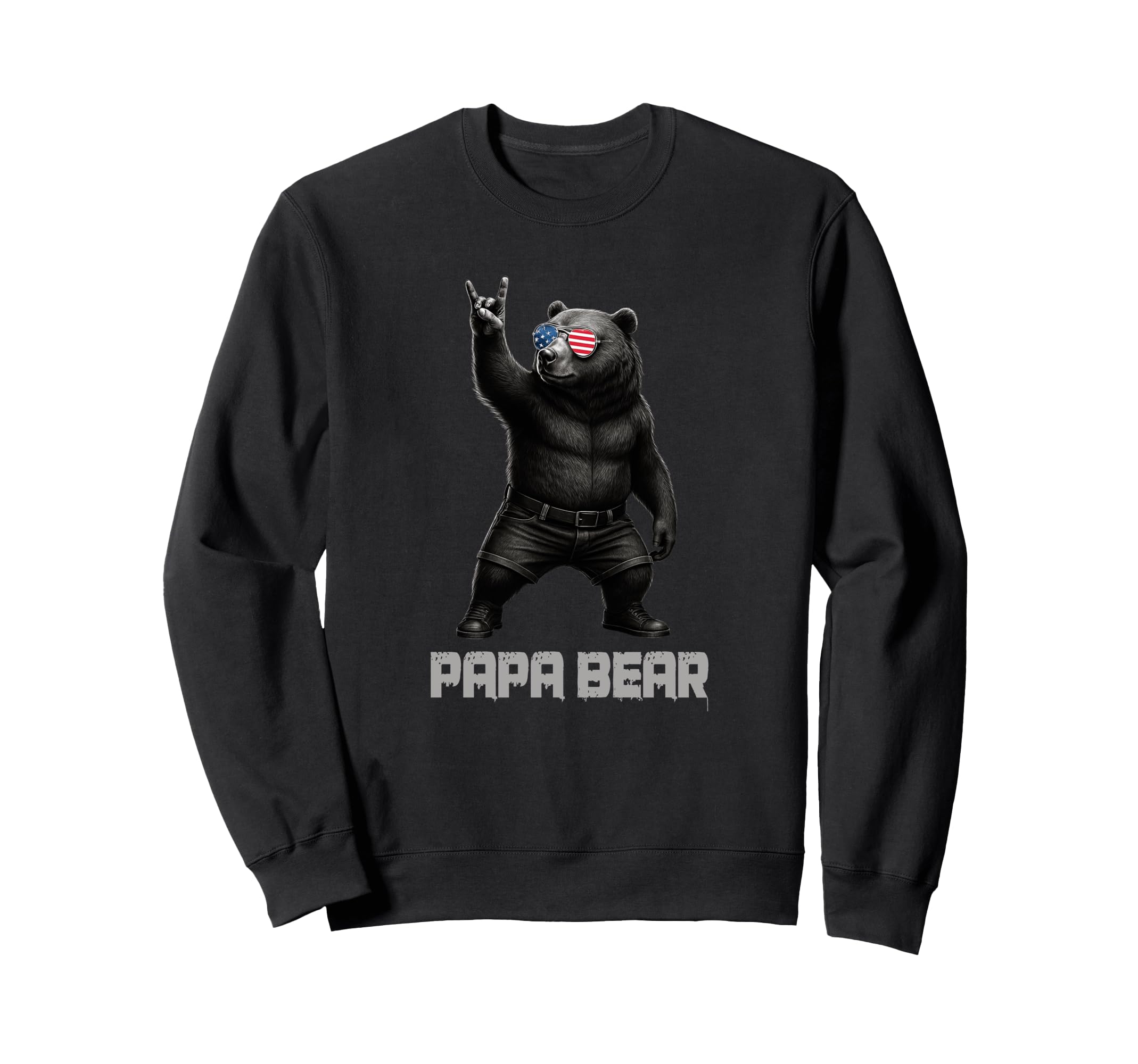 Papa Bear Grizzly Bear Rock Gesture Sweatshirt - Trendy Graphic Men Women - T-Shirt, Sweatshirt, Hoodie