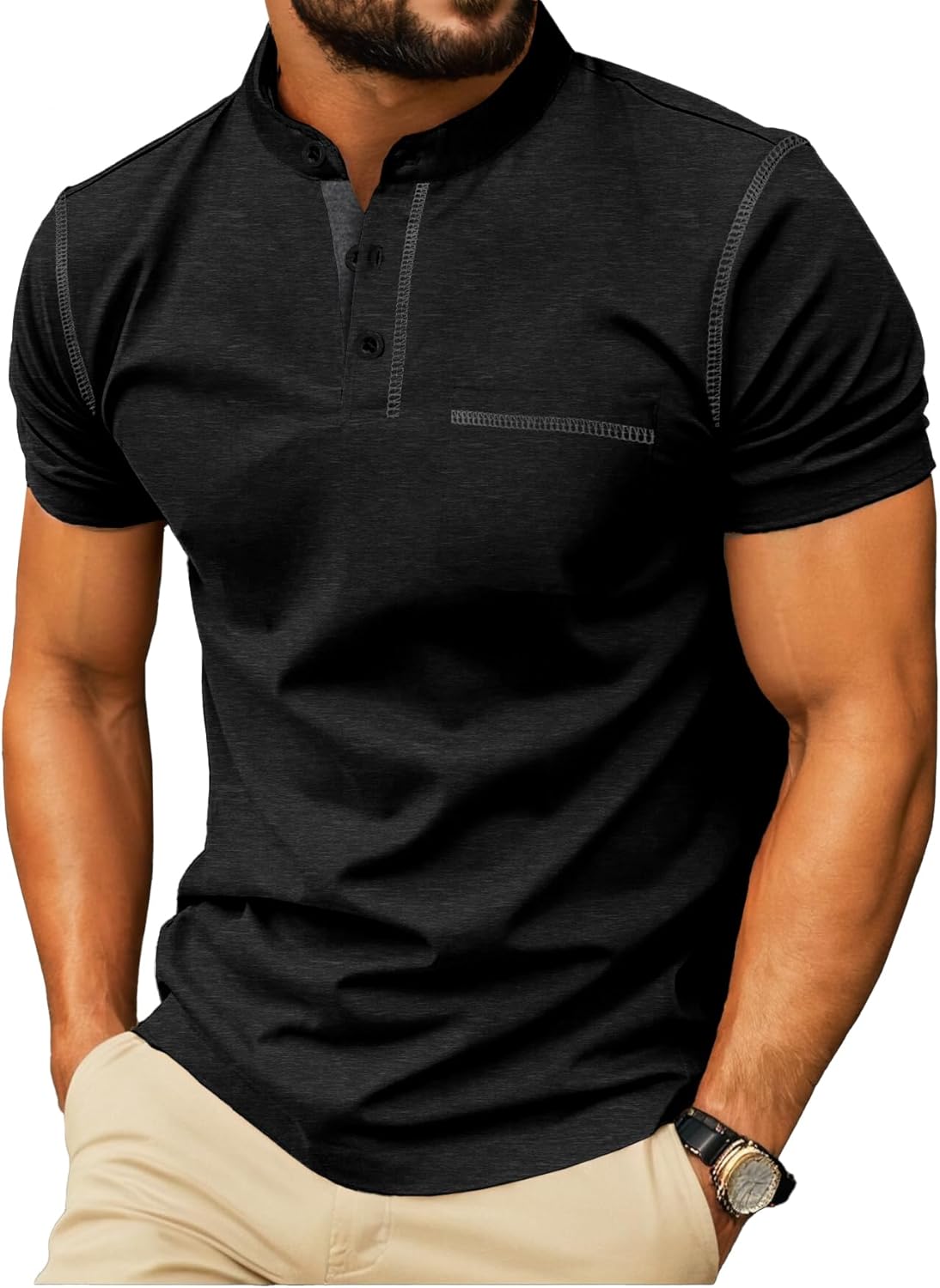Mens Henley Short Sleeve Summer Casual Classic Cotton - Adult & Kids T-Shirts, Sweatshirts & Hoodies apparel design preview 1