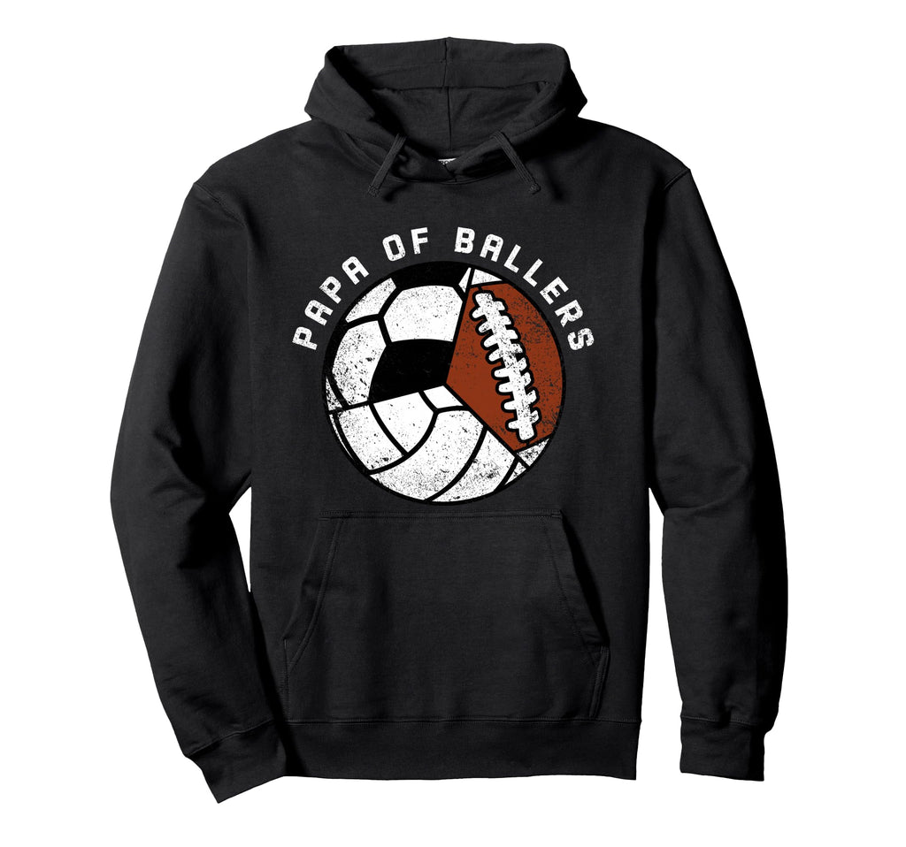 Papa Ballers Funny Volleyball Soccer Hoodie - Unique Graphic Unisex - T-Shirt, Sweatshirt, Hoodie