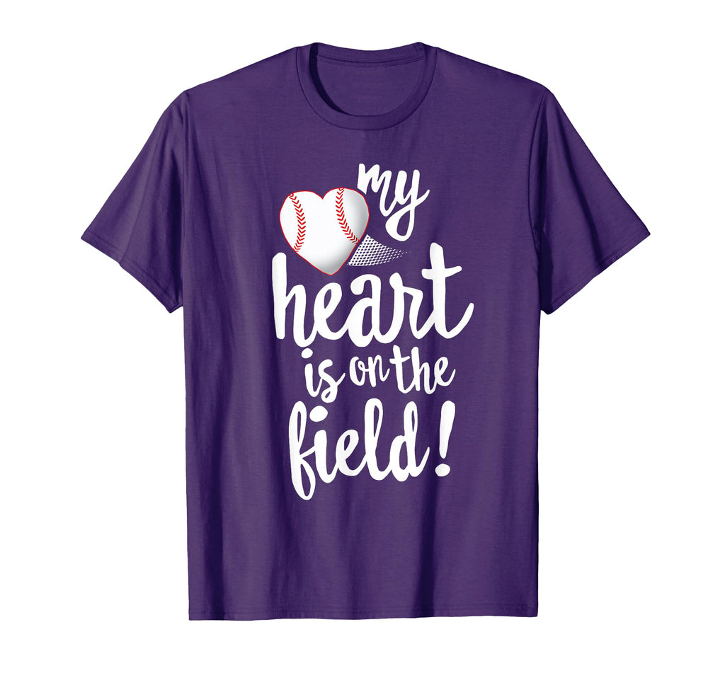 My Heart Is Field Baseball Ball Mom T-Shirt - Minimalist Print for Adults - T-Shirt, Sweatshirt, Hoodie