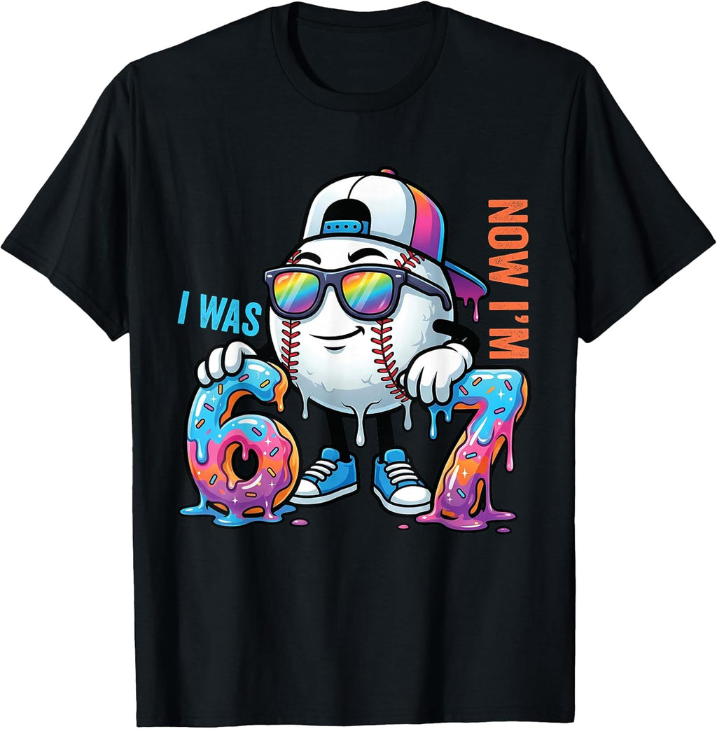 I was 6 Now I'm 7 Birthday Baseball Drip Boys Kids 67 - Adult & Kids T-Shirts, Sweatshirts & Hoodies apparel design preview 1
