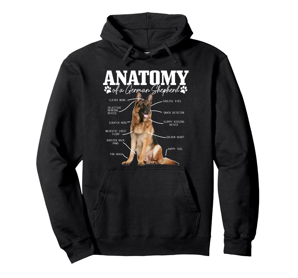 Anatomy German Shepherd Funny Dog Hoodie - Fun Novelty Design Men Women - T-Shirt, Sweatshirt, Hoodie