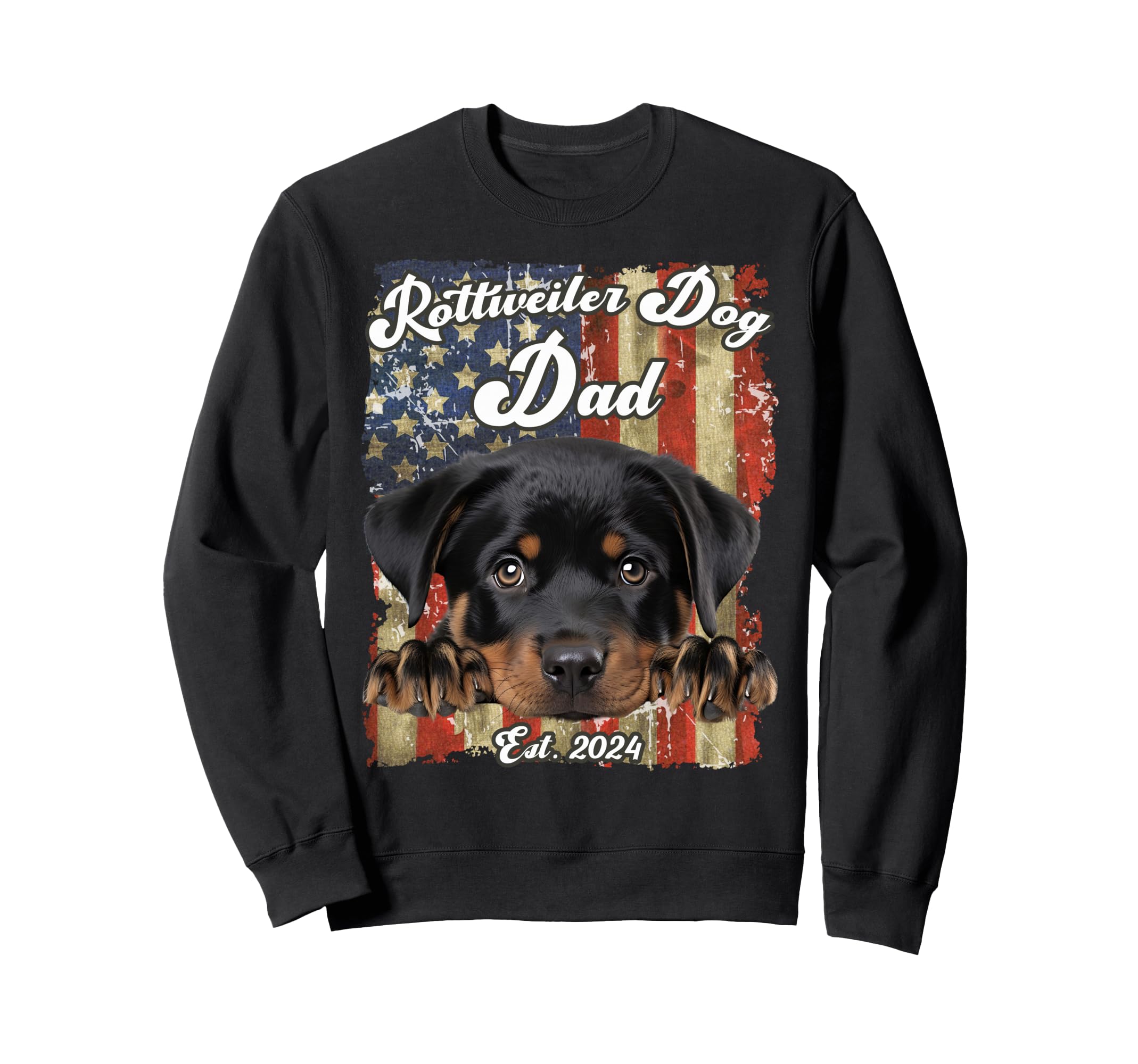 Rottweiler Dog Dad Usa Flag Est Sweatshirt - Minimalist Print for Adults - T-Shirt, Sweatshirt, Hoodie