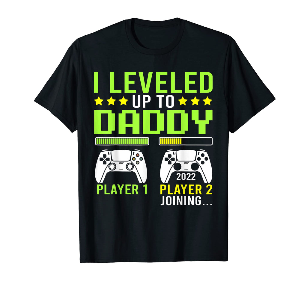 Mens I Leveled Up To Daddy Gamer T-Shirt - Trendy Graphic for Adults - T-Shirt, Sweatshirt, Hoodie