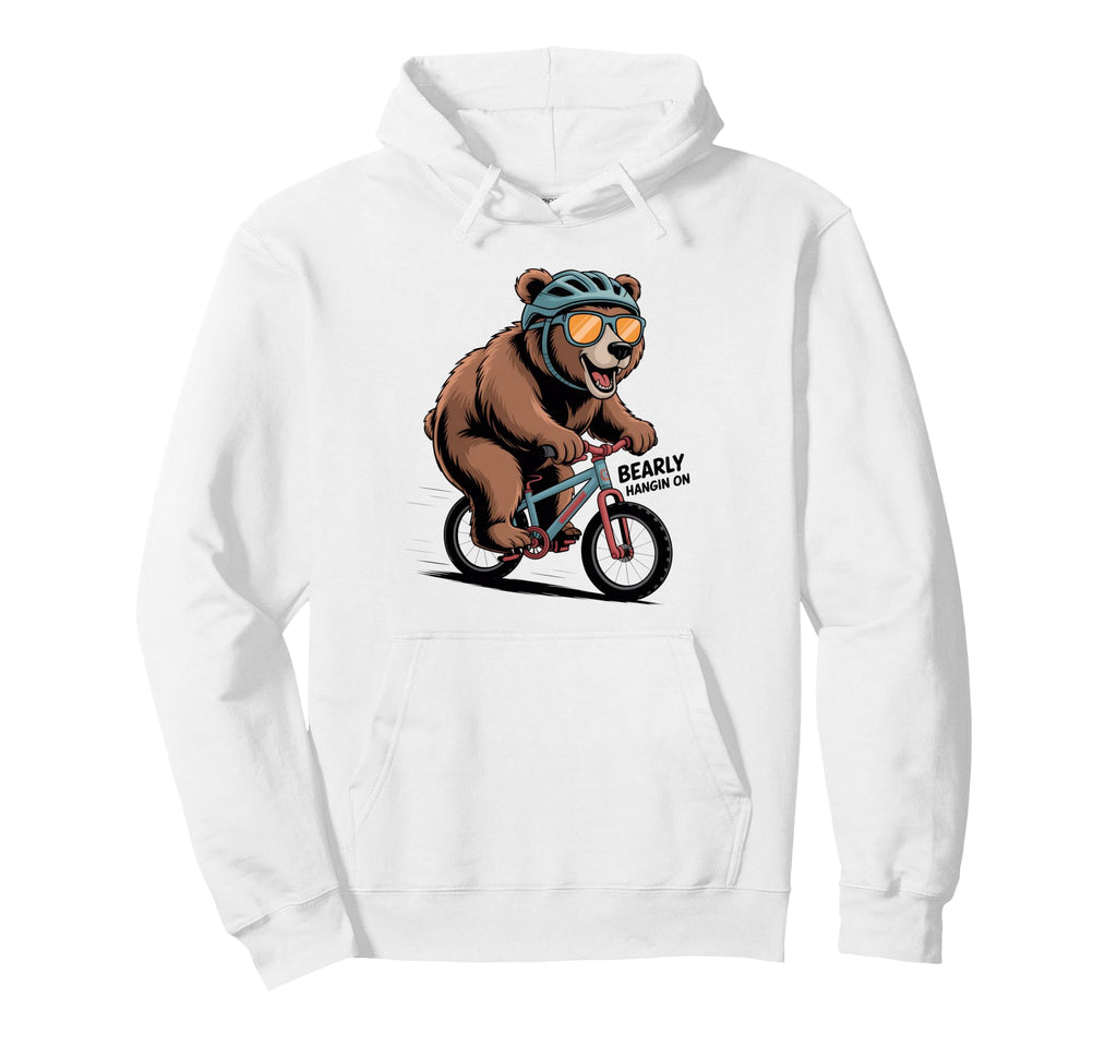 Funny Bear Cycling Cyclist Bicycle Hoodie - Fun Novelty Design for Adults - T-Shirt, Sweatshirt, Hoodie