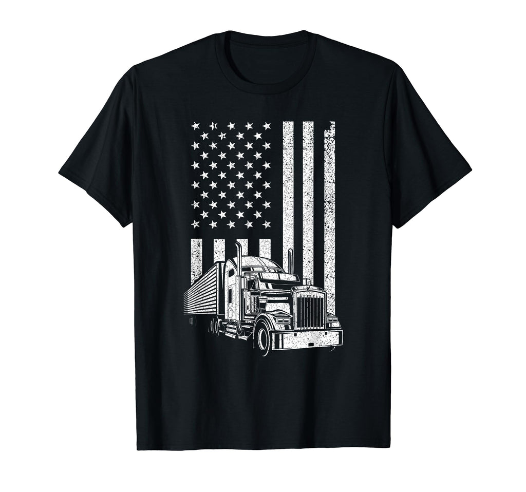 Trucker Dad Semi Truck Driver Us Flag T-Shirt - Minimalist Print Unisex - T-Shirt, Sweatshirt, Hoodie